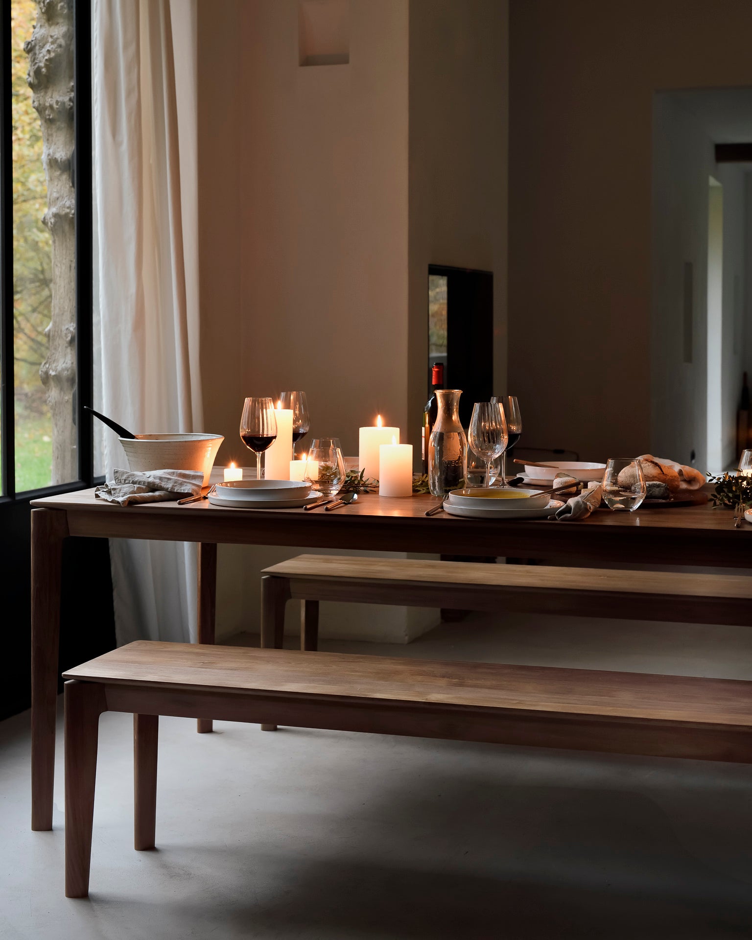 Bok-dining-table-teak-Bok-bench-teak-Goode-Studio