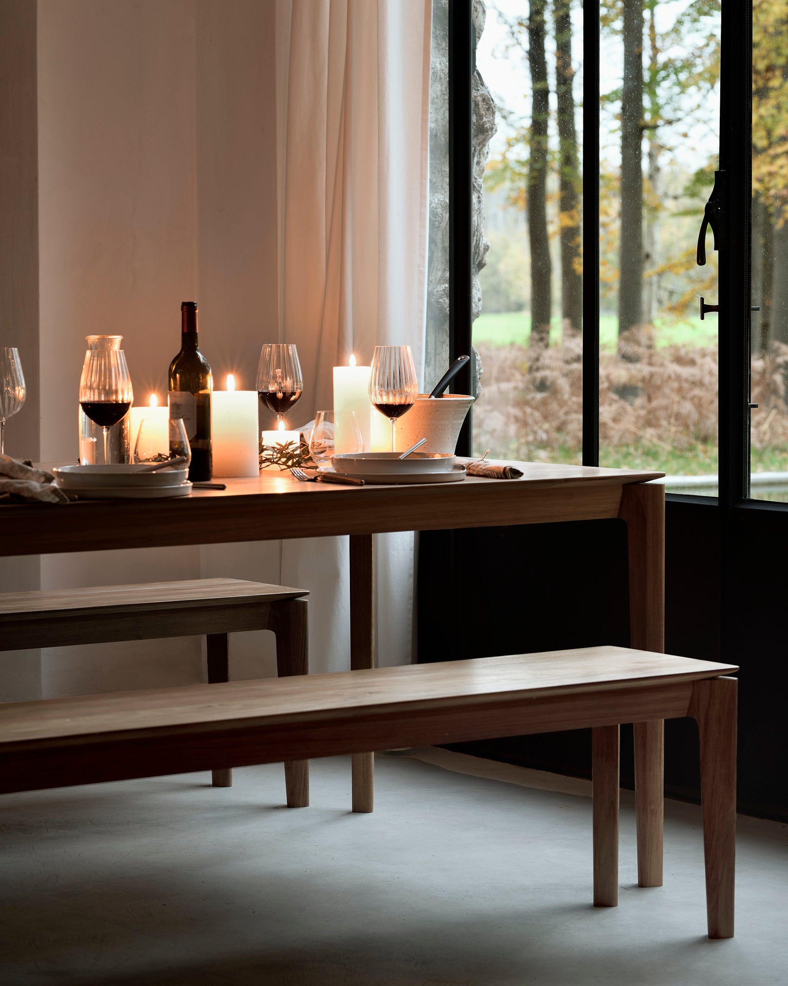 Bok-dining-table-teak-Bok-bench-teak-Goode-Studio