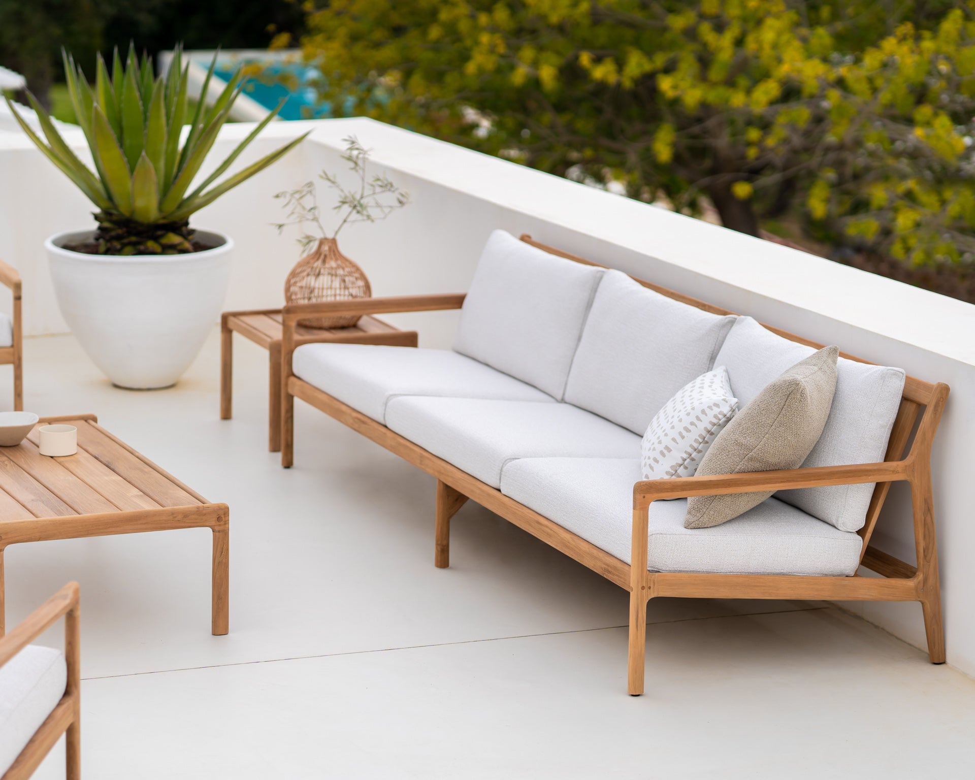 Jack 3 Seater Outdoor Sofa, Teak - Goode Studio