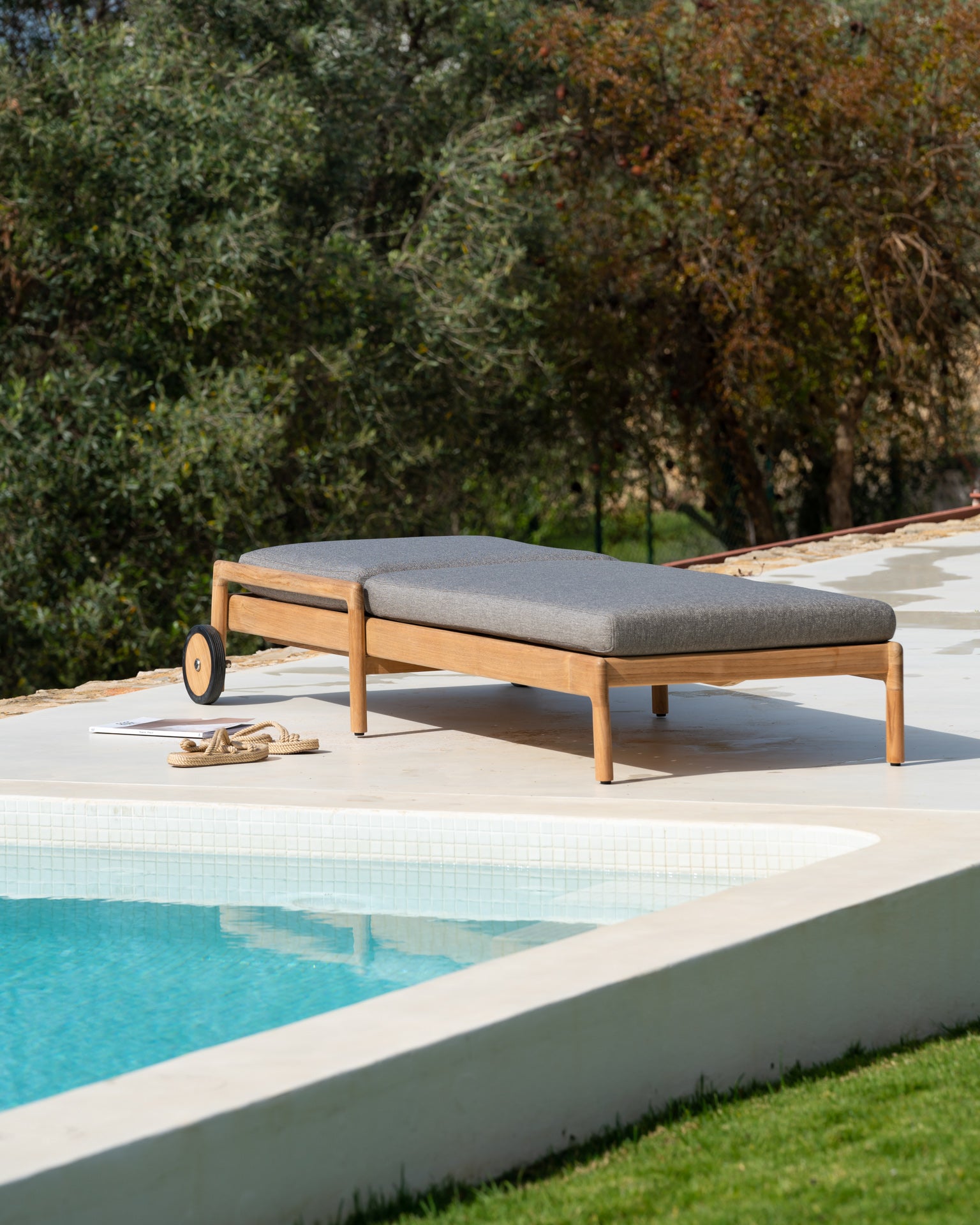 Jack Outdoor Adjustable Lounger Frame - Teak - Goode Studio