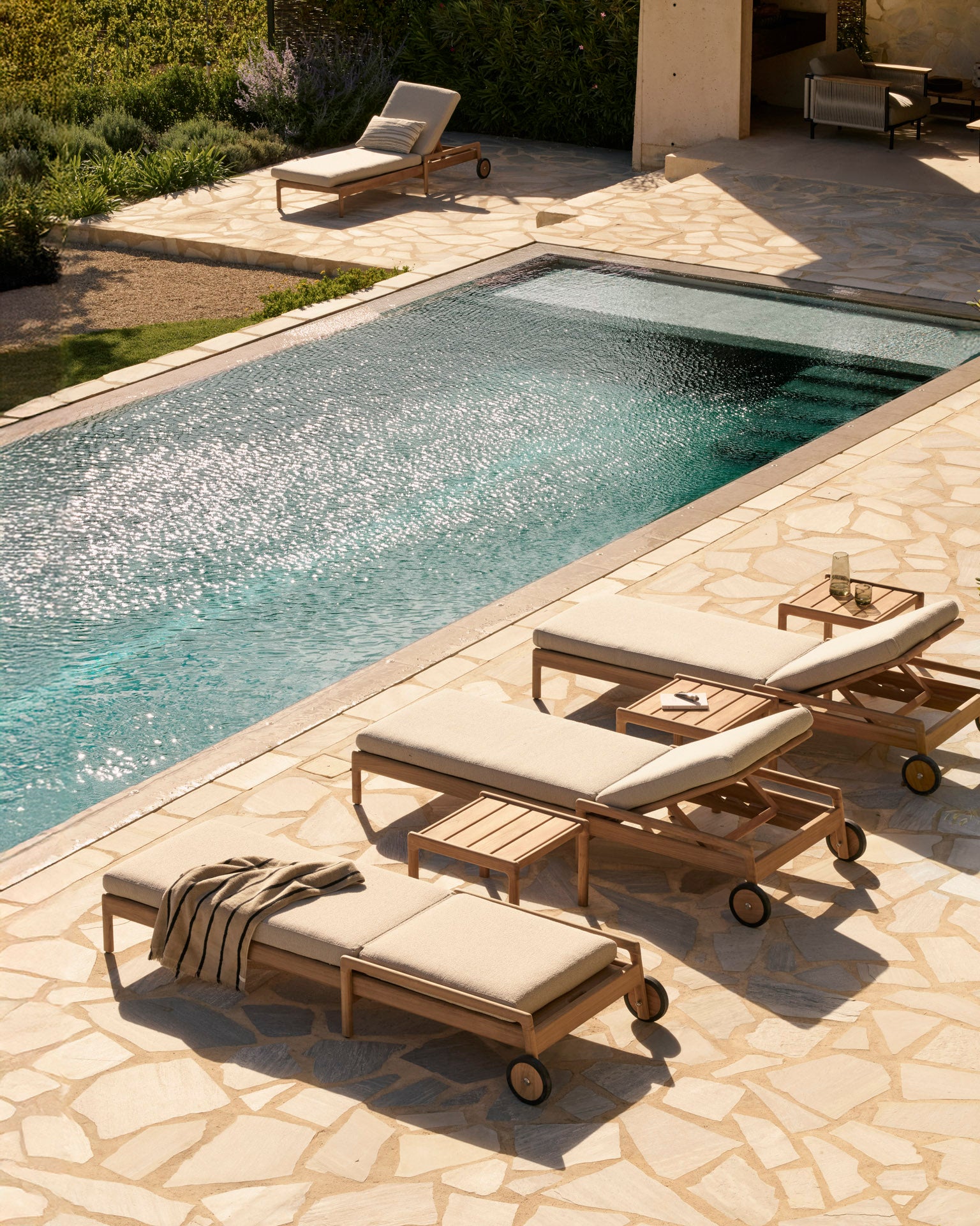 Jack Outdoor Adjustable Lounger Frame - Teak - Goode Studio