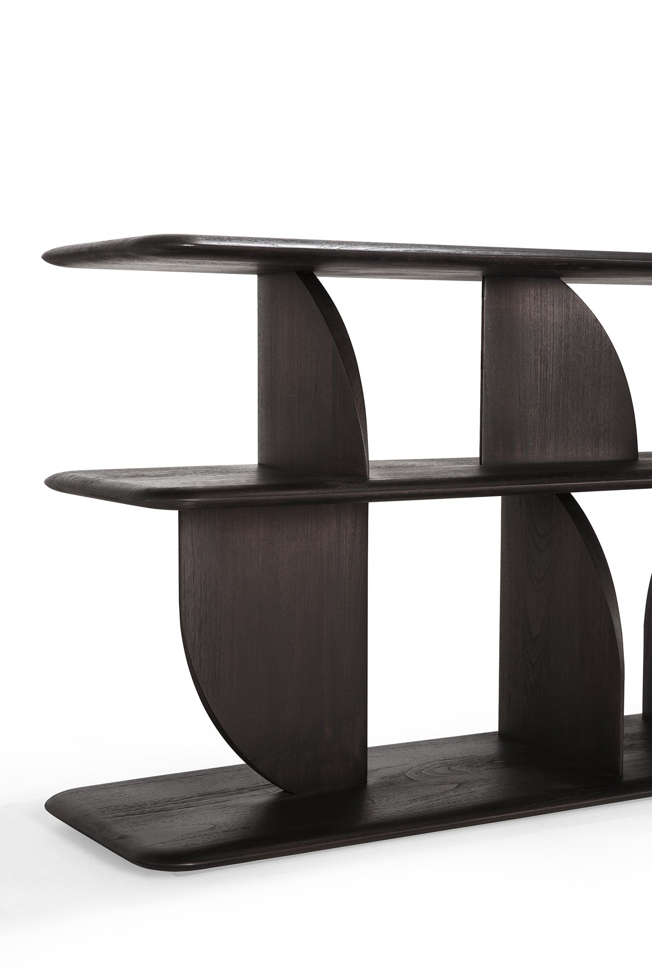 Geometric-console-varnished-teak-dark-brown-Goode-Studio