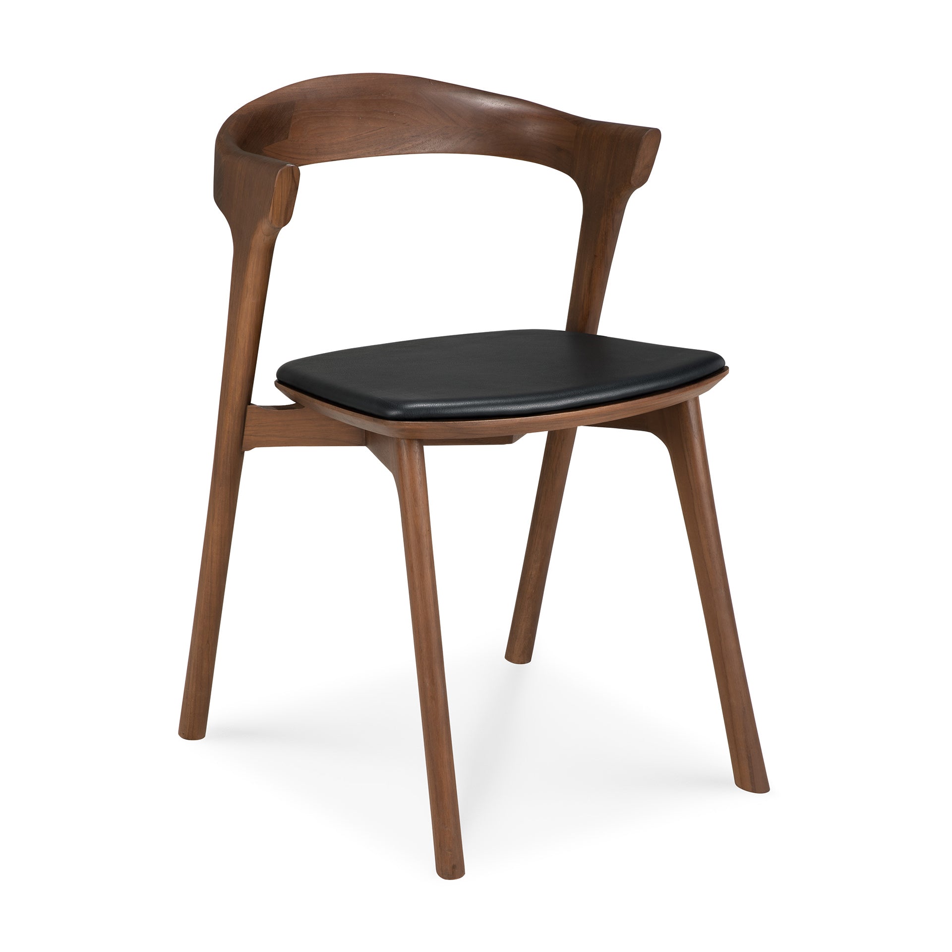 Bok-dining-chair-varnished-teak-brown-with-Black-leather-side-cut-Goode-Studio