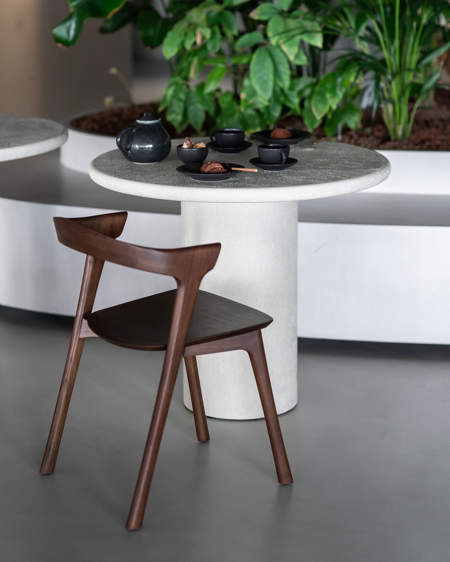 Bok-dining-chair-teak-brown-Elements-dining-table-Goode-Studio