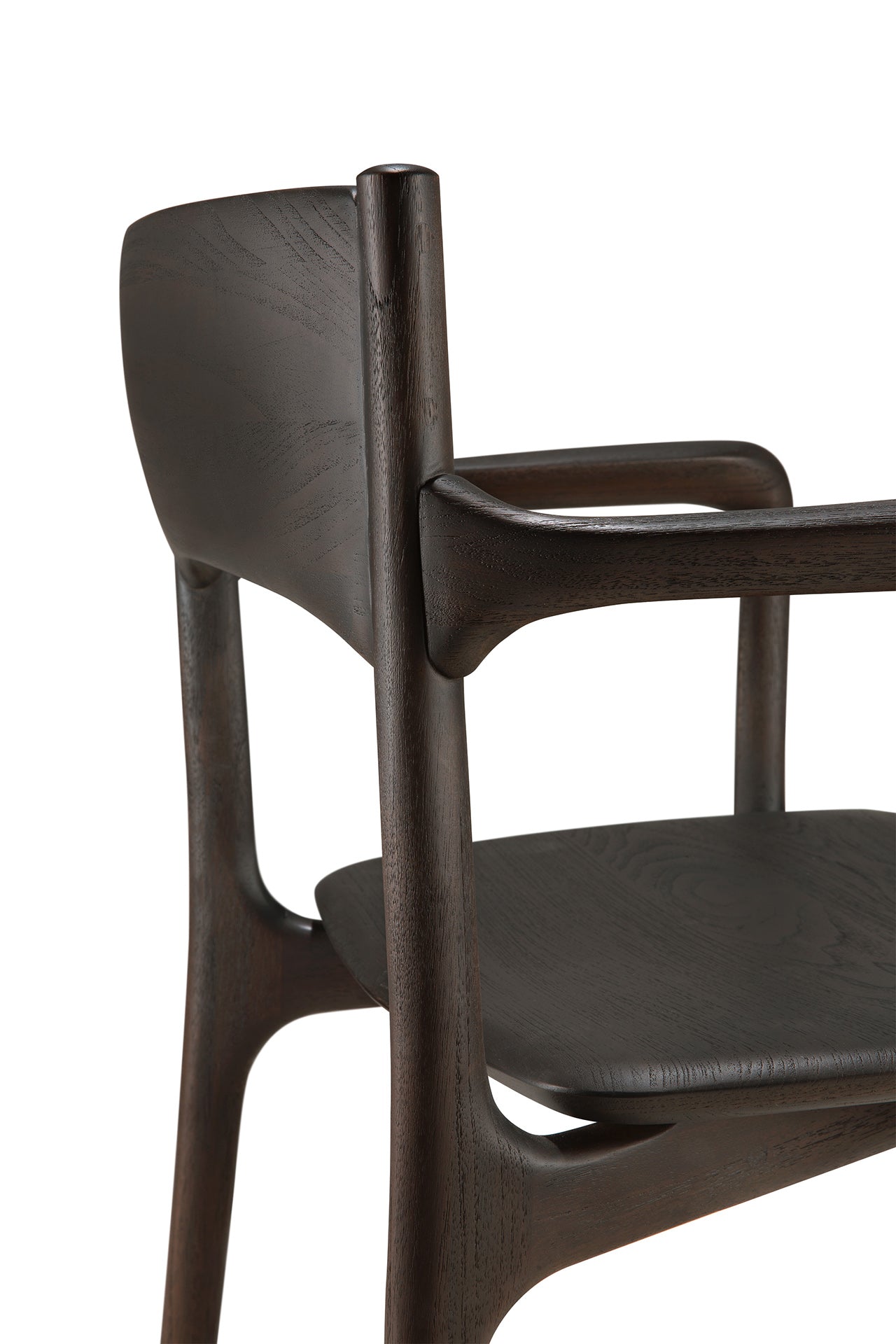PI-dining-chair-varnished-teak-dark-brown-with-armrest-Goode-Studio