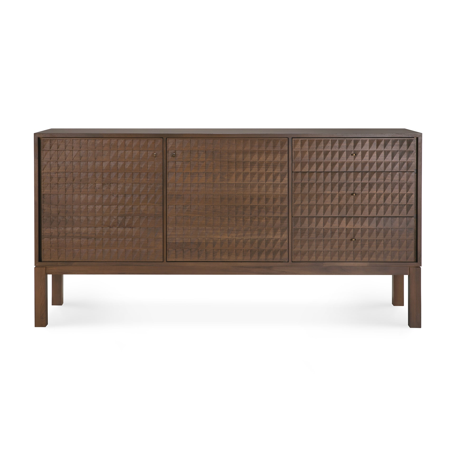 Sono-sideboard-varnished-teak-light-brown-2doors-3drawers-front01-cut-Goode-Studio