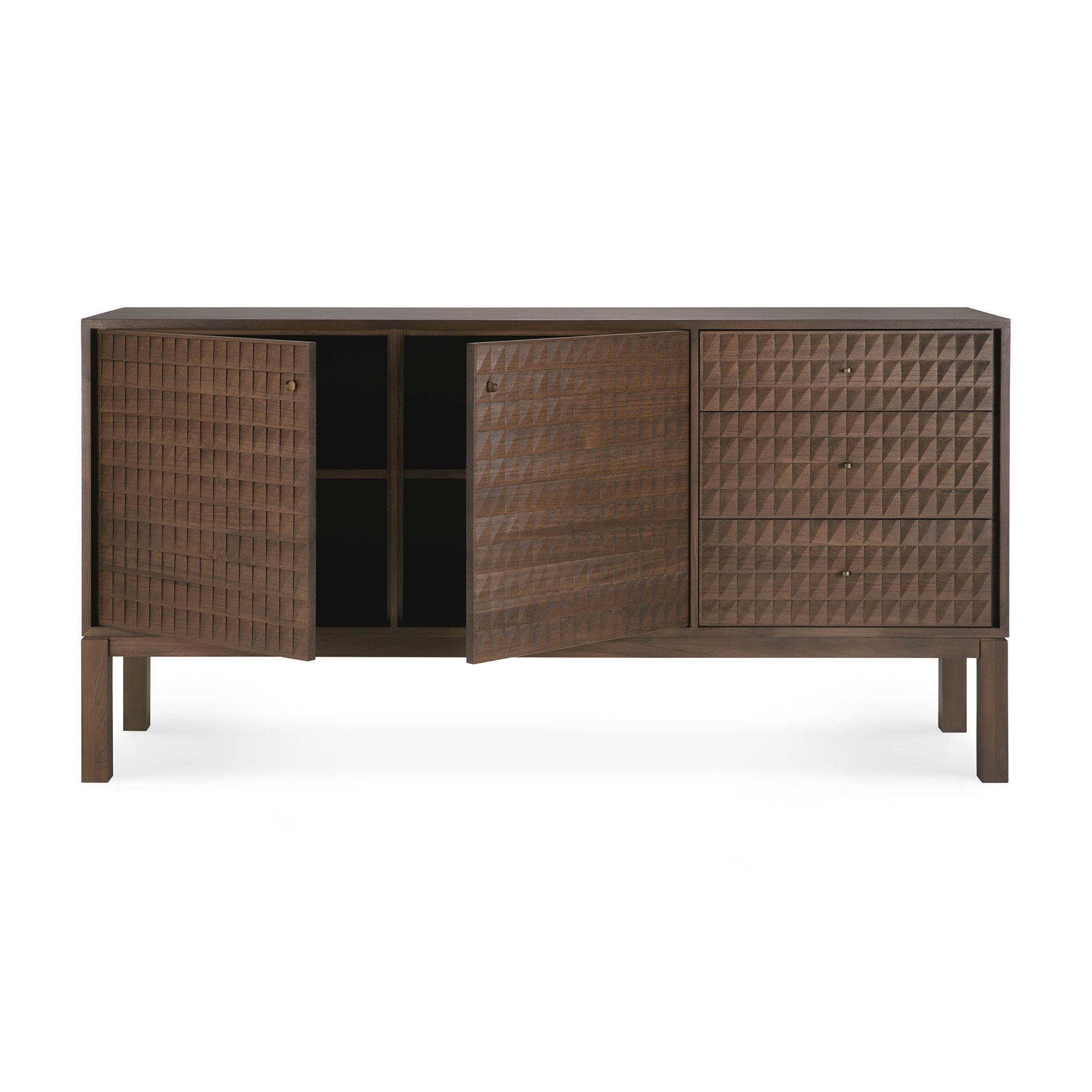 Sono-sideboard-varnished-teak-light-brown-2doors-3drawers-front02-cut-Goode-Studio