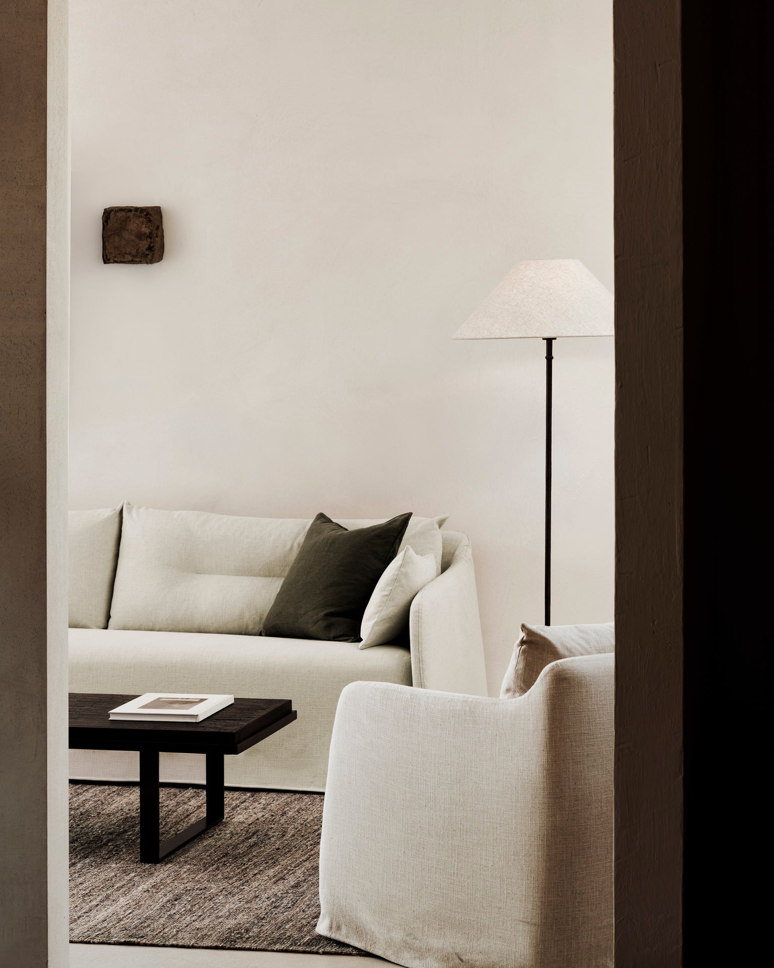 Weave-lounge-chair-Bone-Weave-sofa-3-seater-Bone-Dots-kilim-rug-Goode-Studio