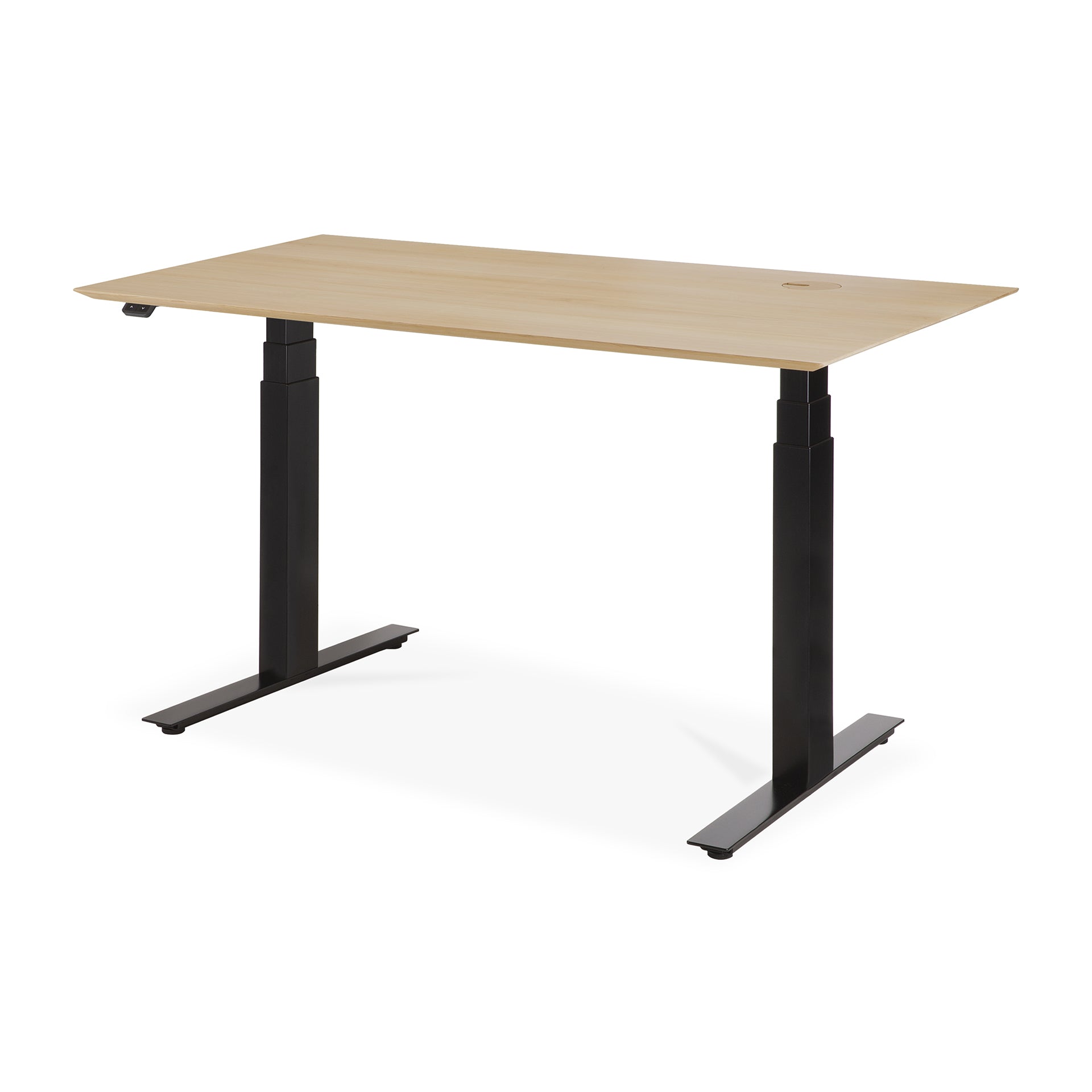 Bok-adjustable-desk-varnished-oak-top-black-base-rectangular-with-cable-management-EU-140-side-cut-Goode-Studio