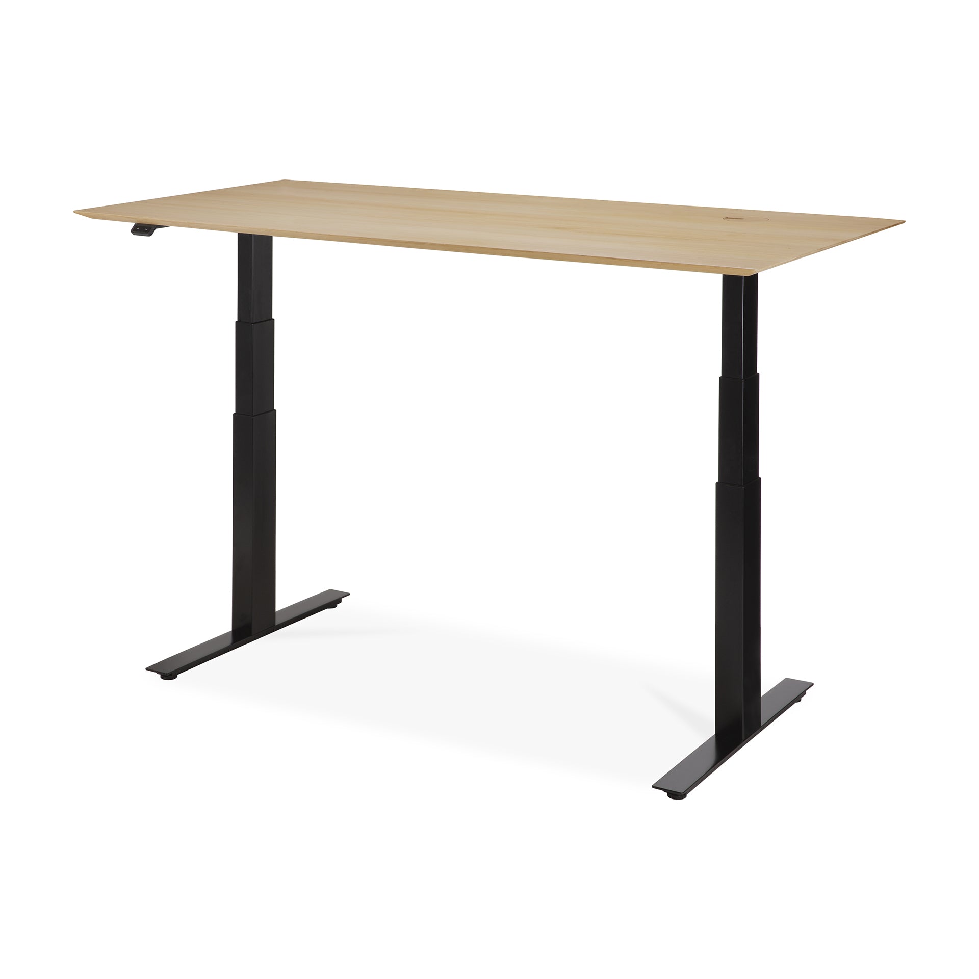 Bok-adjustable-desk-varnished-oak-top-black-base-rectangular-with-cable-management-EU-160-side-cut-Goode-Studio