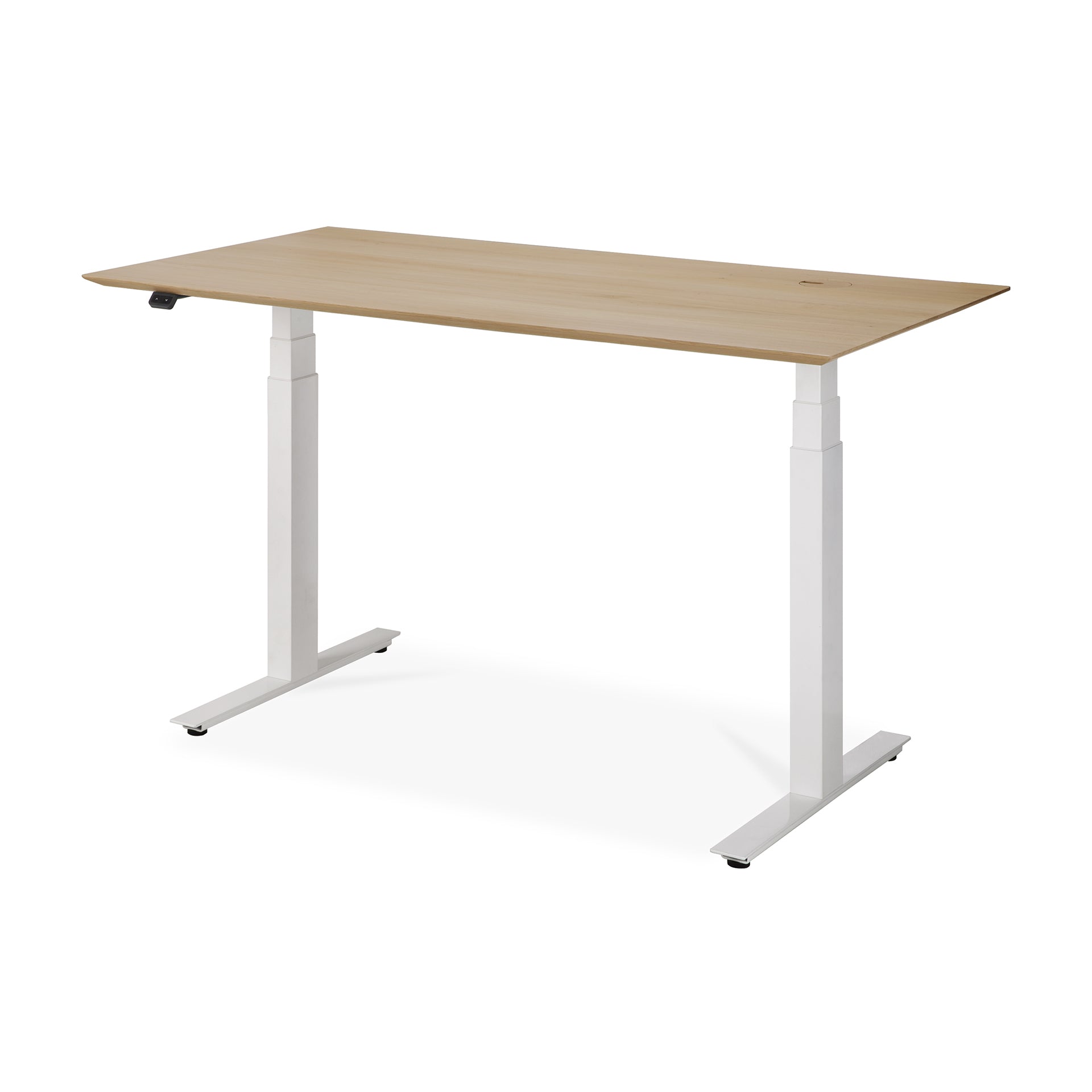 Bok-adjustable-desk-varnished-oak-top-white-base-rectangular-with-cable-management-EU-140-side-cut-Goode-Studio