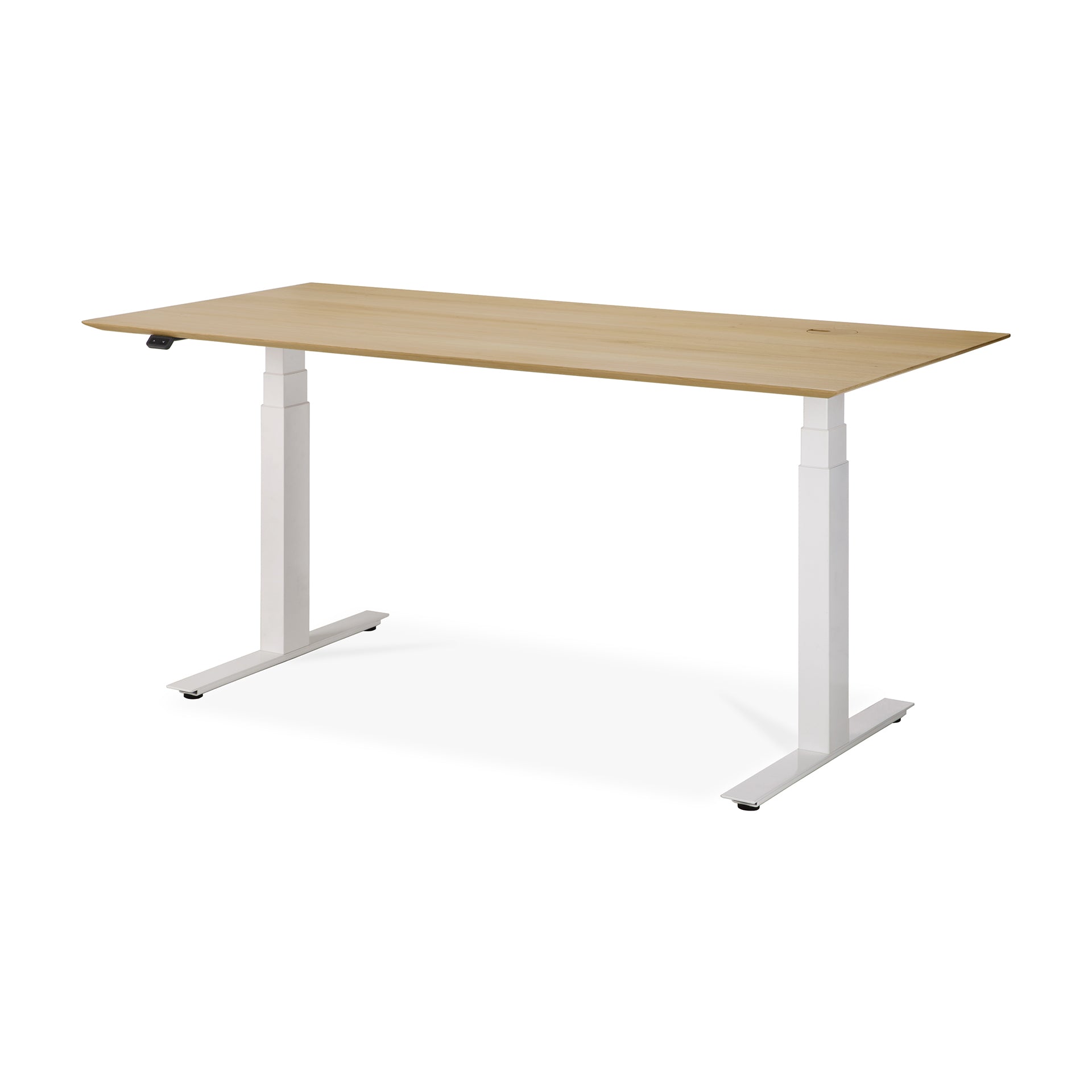 Bok-adjustable-desk-varnished-oak-top-white-base-rectangular-with-cable-management-EU-160-side-cut-Goode-Studio