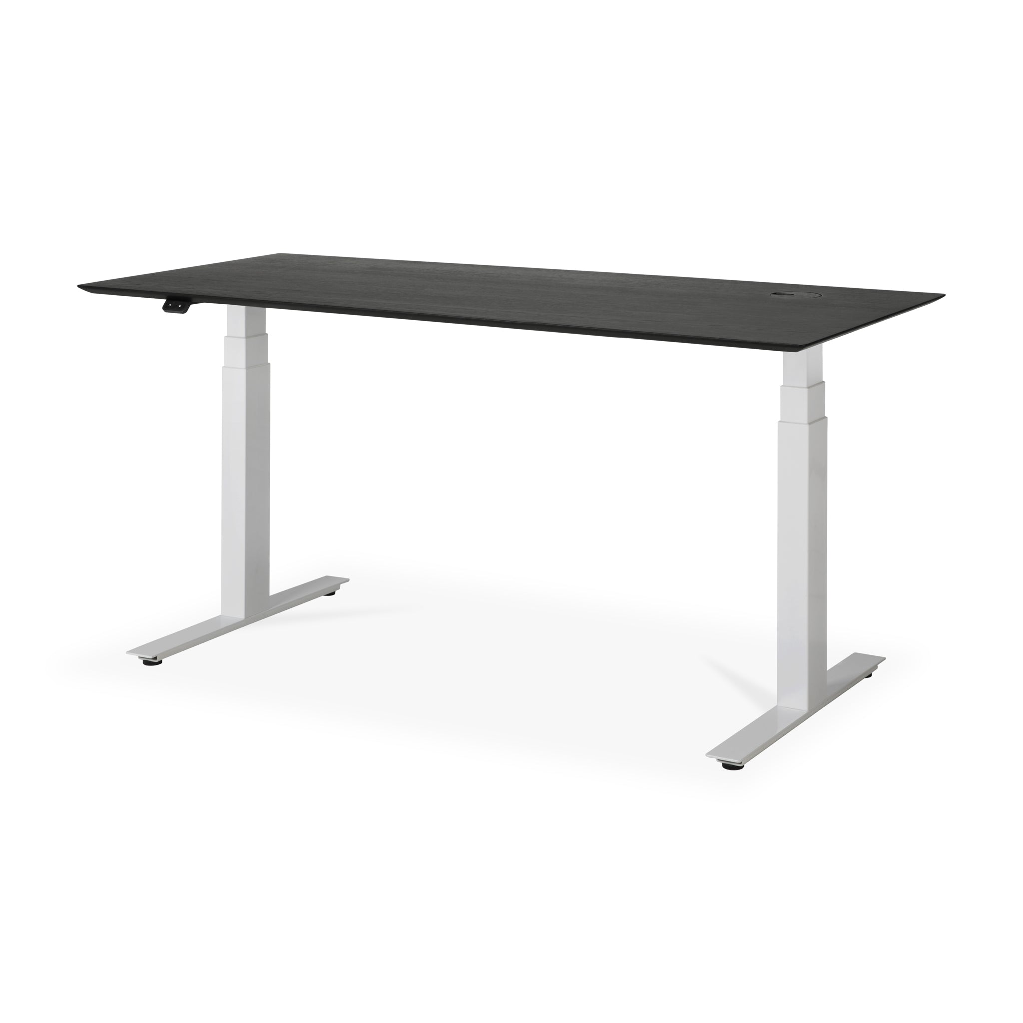 Bok-adjustable-desk-varnished-oak-black-top-white-base-rectangular-with-cable-management-EU-160-side-cut-Goode-Studio