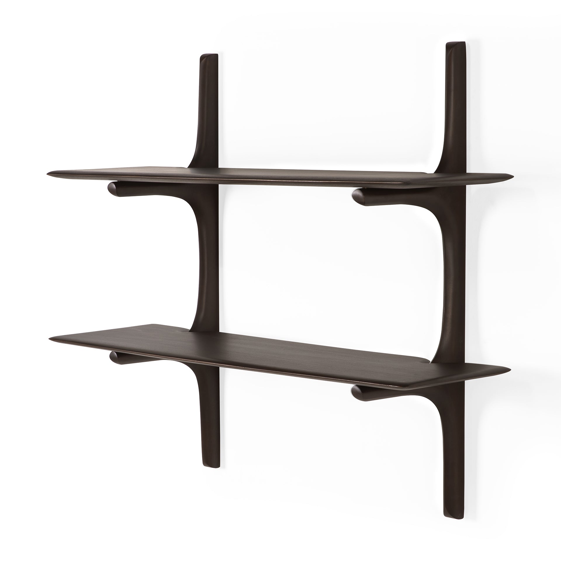 Mahogany-Polished-Imperfect-dark-brown-wall-shelf-2-shelves-side-cut-Goode-Studio