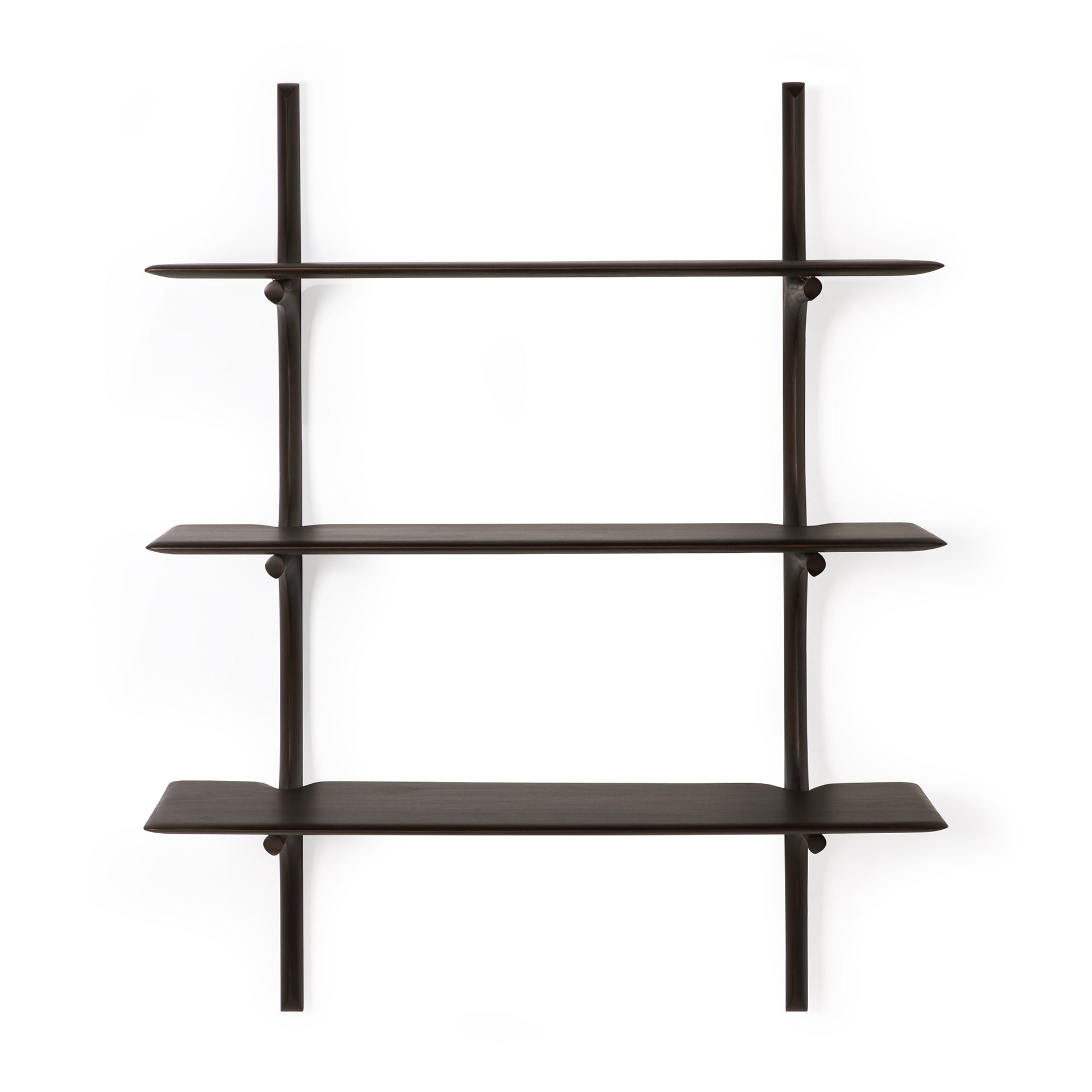 Mahogany-Polished-Imperfect-dark-brown-wall-shelf-3-shelves-front-cut-Goode-Studio