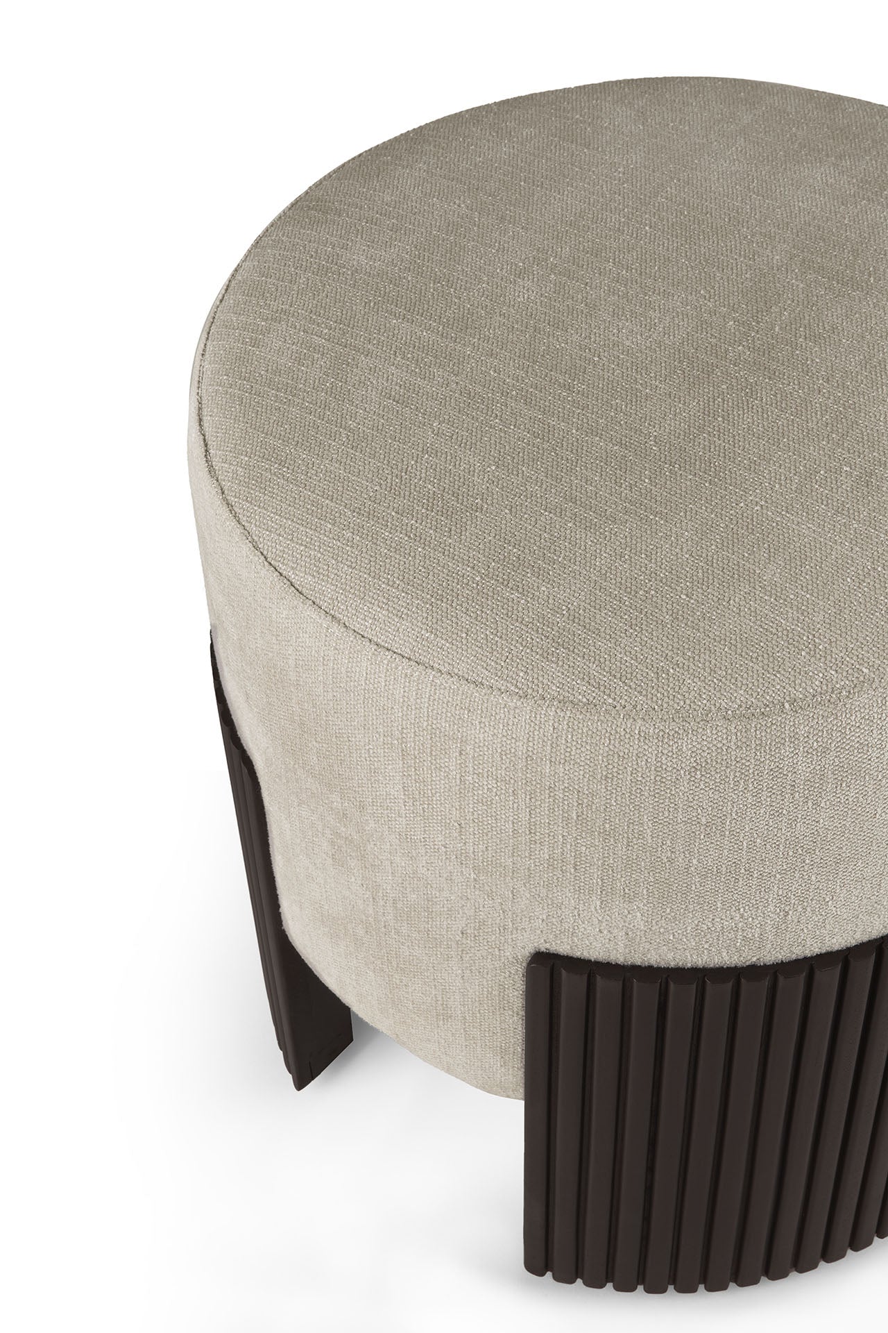 Roller-Max-pouf-varnished-mahogany-dark-brown-Off-White-fabric-Goode-Studio