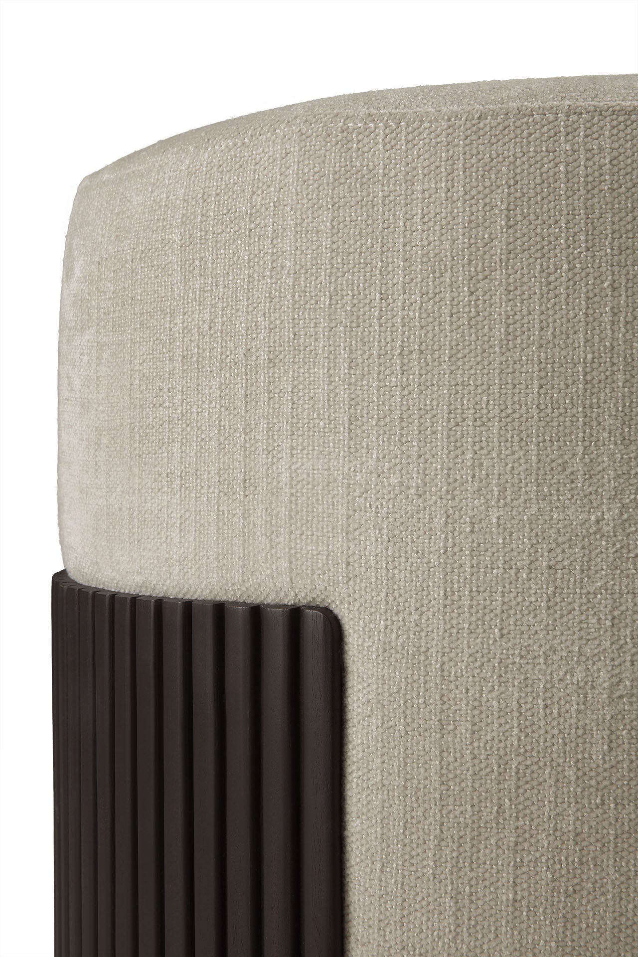 Roller-Max-pouf-varnished-mahogany-dark-brown-Off-White-fabric-Goode-Studio