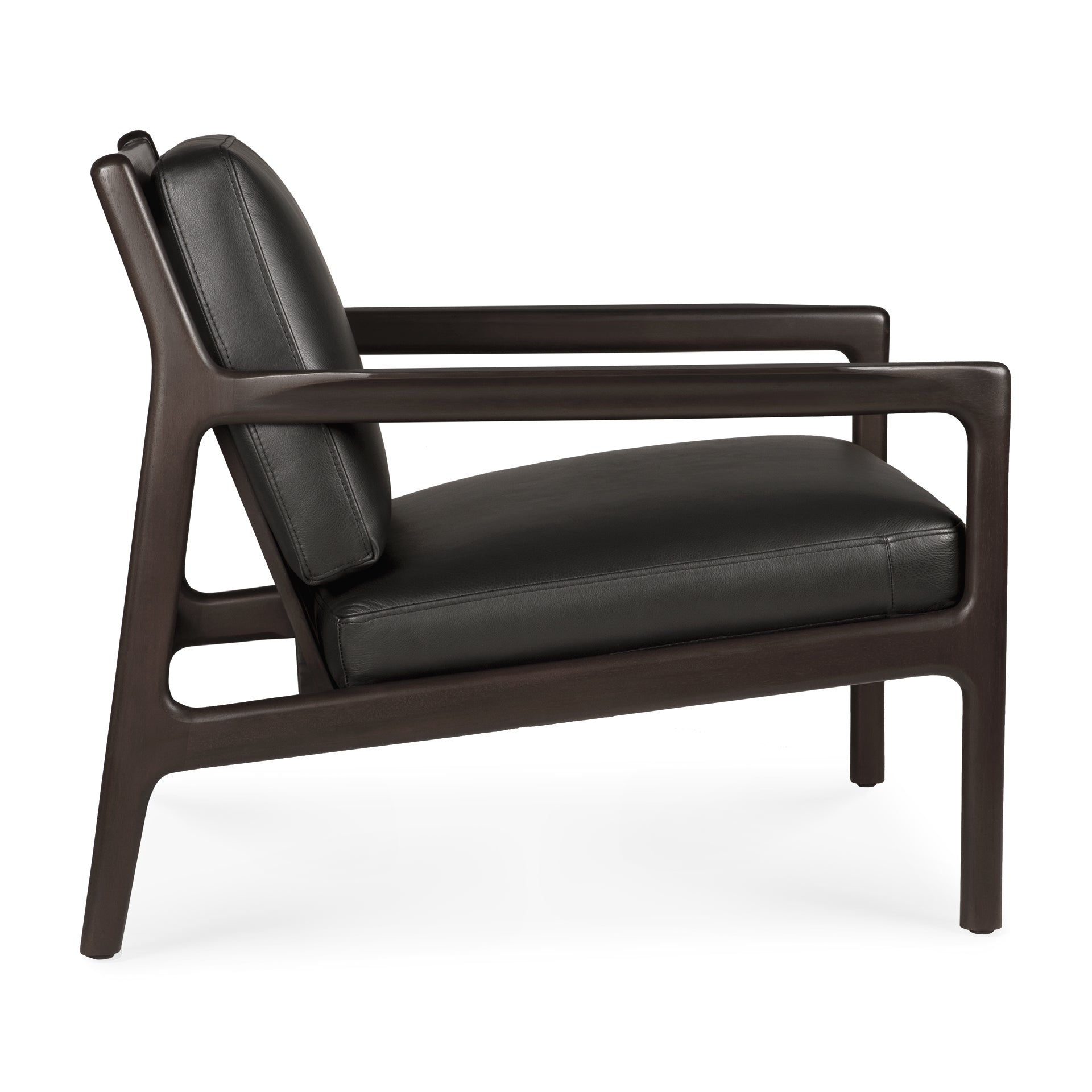 Jack-lounge-chair-frame-mahogany-dark-brown-Black-leather-profile-cut-Goode-Studio