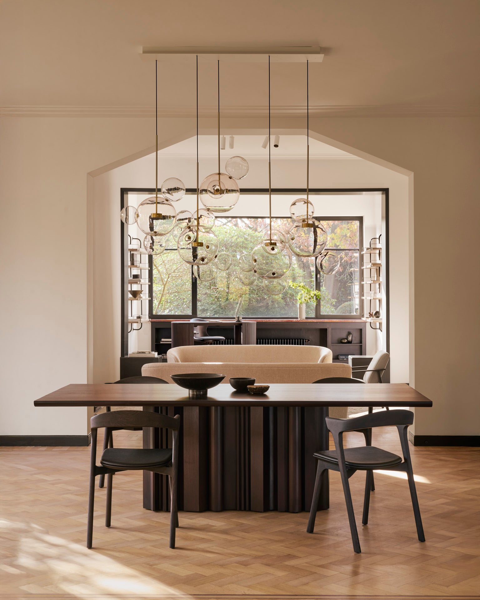 Sequence-dining-table-varnished-mahogany-dark-brown-rectangular-bok-dining-chair-varnished-oak-brown-brown_leather-satellite-bowl-varnished-mahogany-darkbrown-Goode-Studio