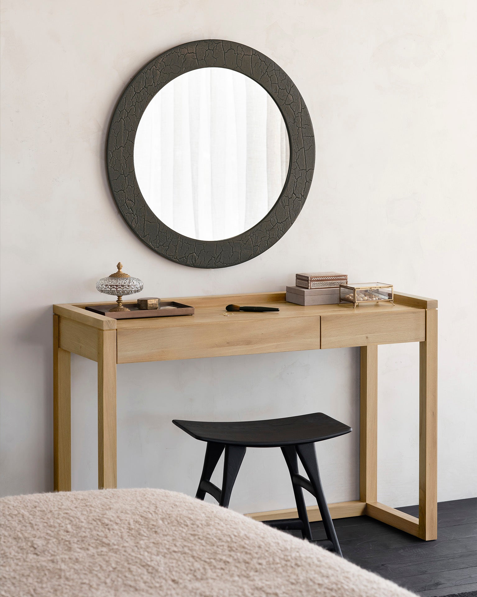 Oak-Frame-desk-sphere-wall-mirror-Goode-Studio