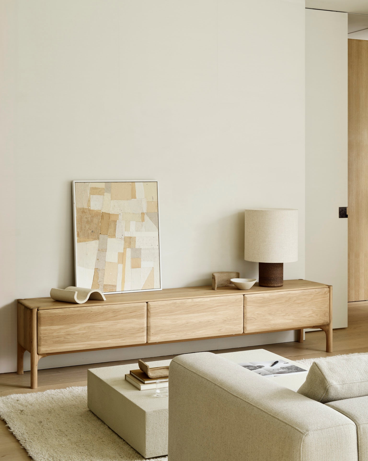 PI-TV-cupboard-oak-Elements-coffee-table-Mellow-sofa-3-seater-rug-dunes-Goode-Studio