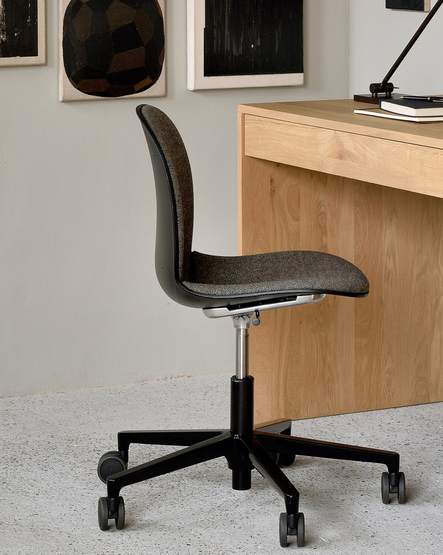 Oak-Wave-desk-RBM-Noor-office-chair-grey-Goode-Studio