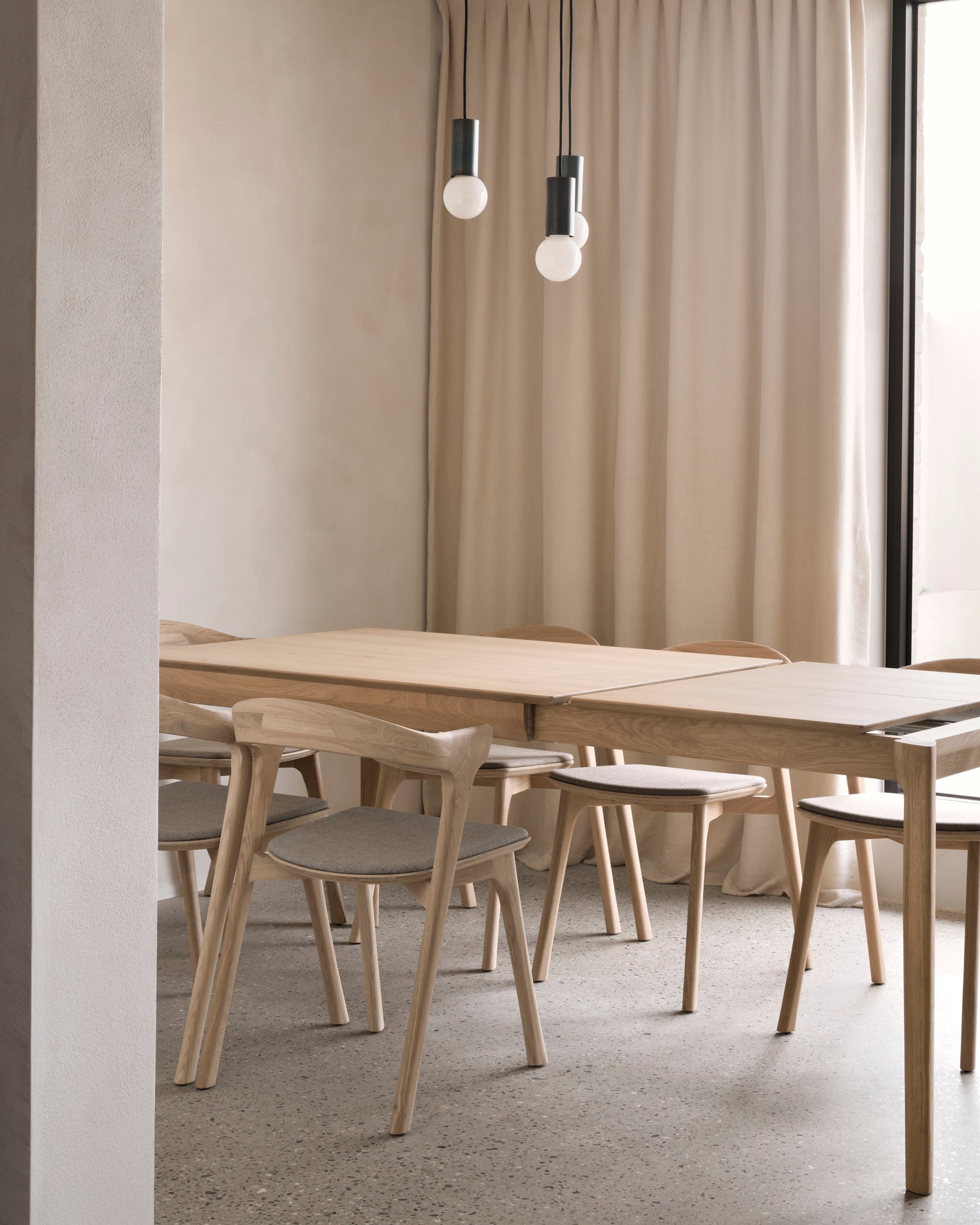 Bok-dining-chair-oak-warm-grey-Bok-extendable-dining-table-oak-Goode-Studio