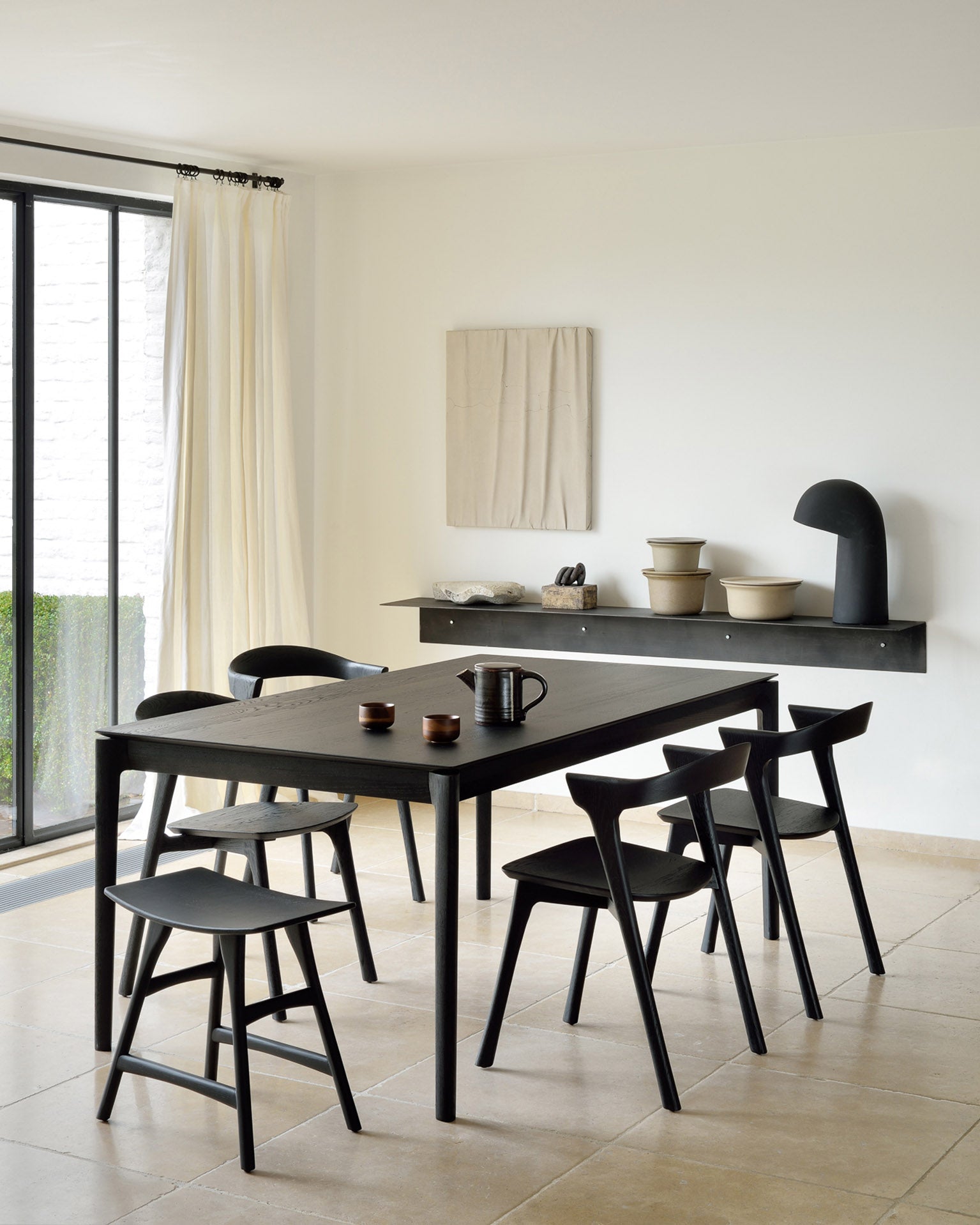 Bok Extendable Dining Table, Oak Black, Rectangular - Goode Studio