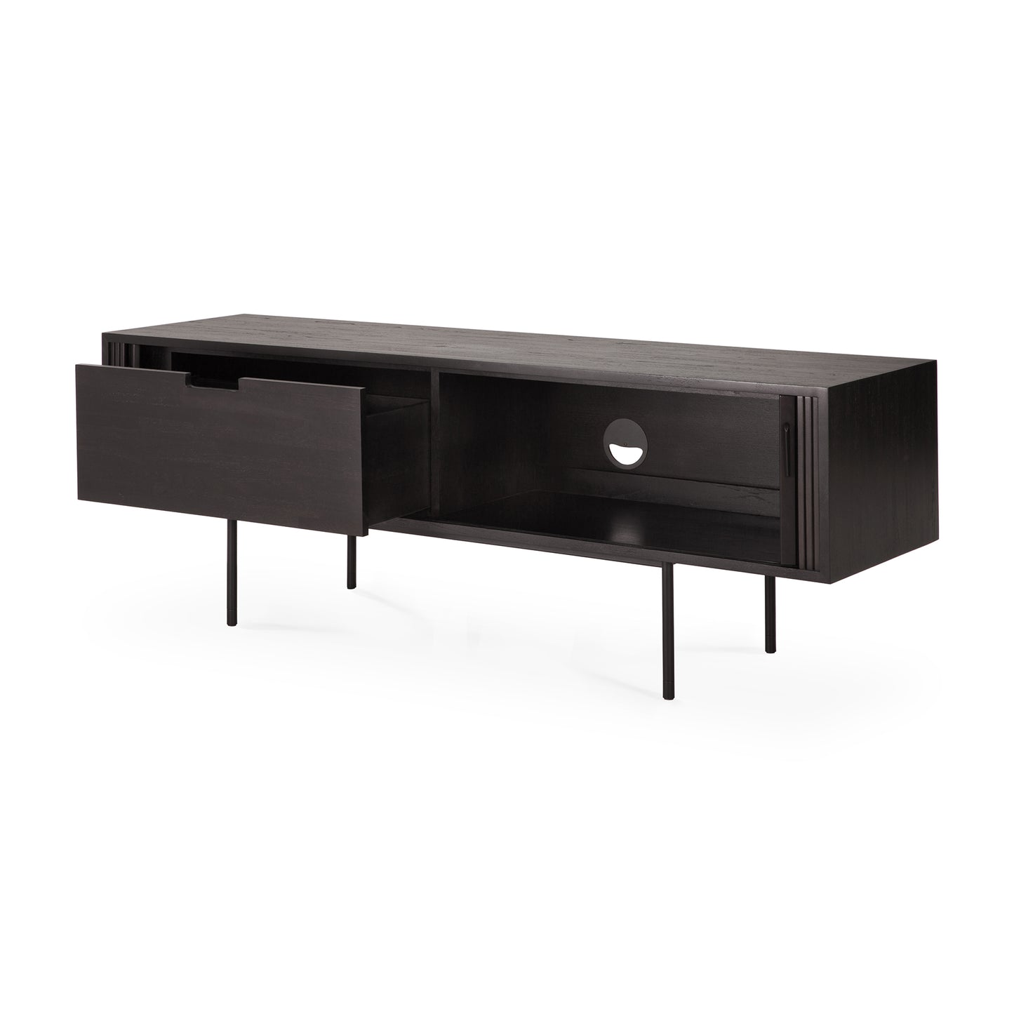 Roller-Max-TV-cupboard-varnished-teak-dark-brown-side-cut-Goode-Studio