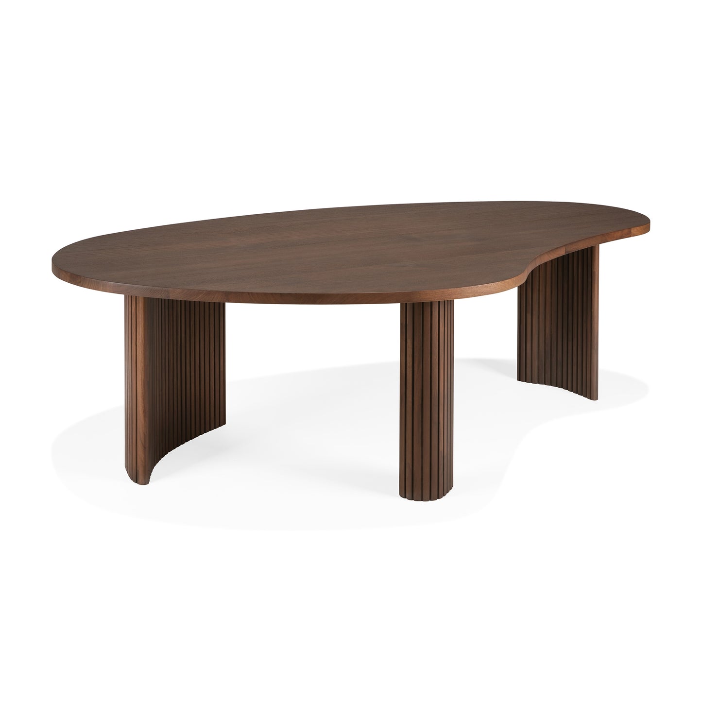 Boomerang-coffee-table-varnished-teak-brown-pebble-shape-front-cut-Goode-Studio