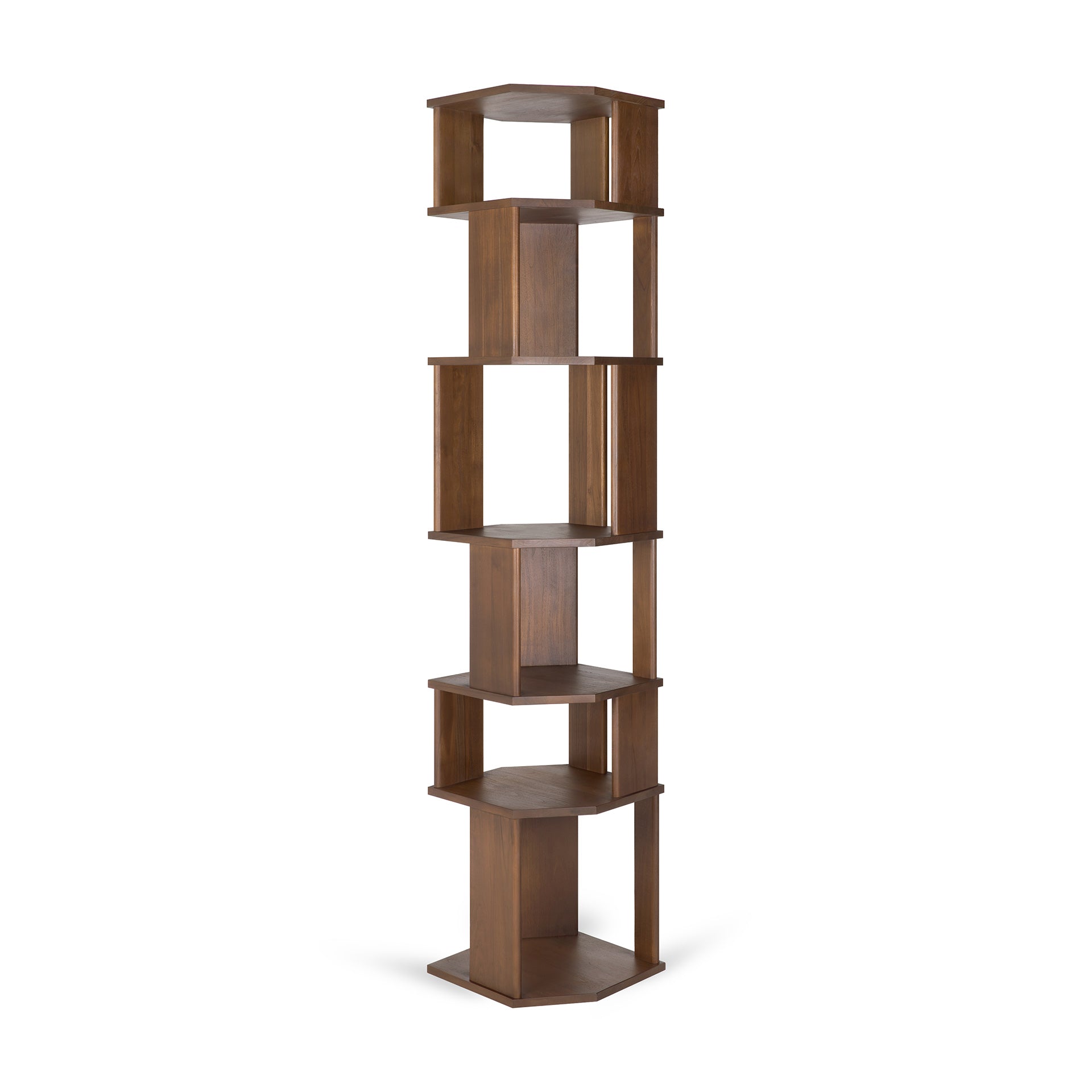 Stairs-column-varnished-teak-brown-side-cut-Goode-Studio