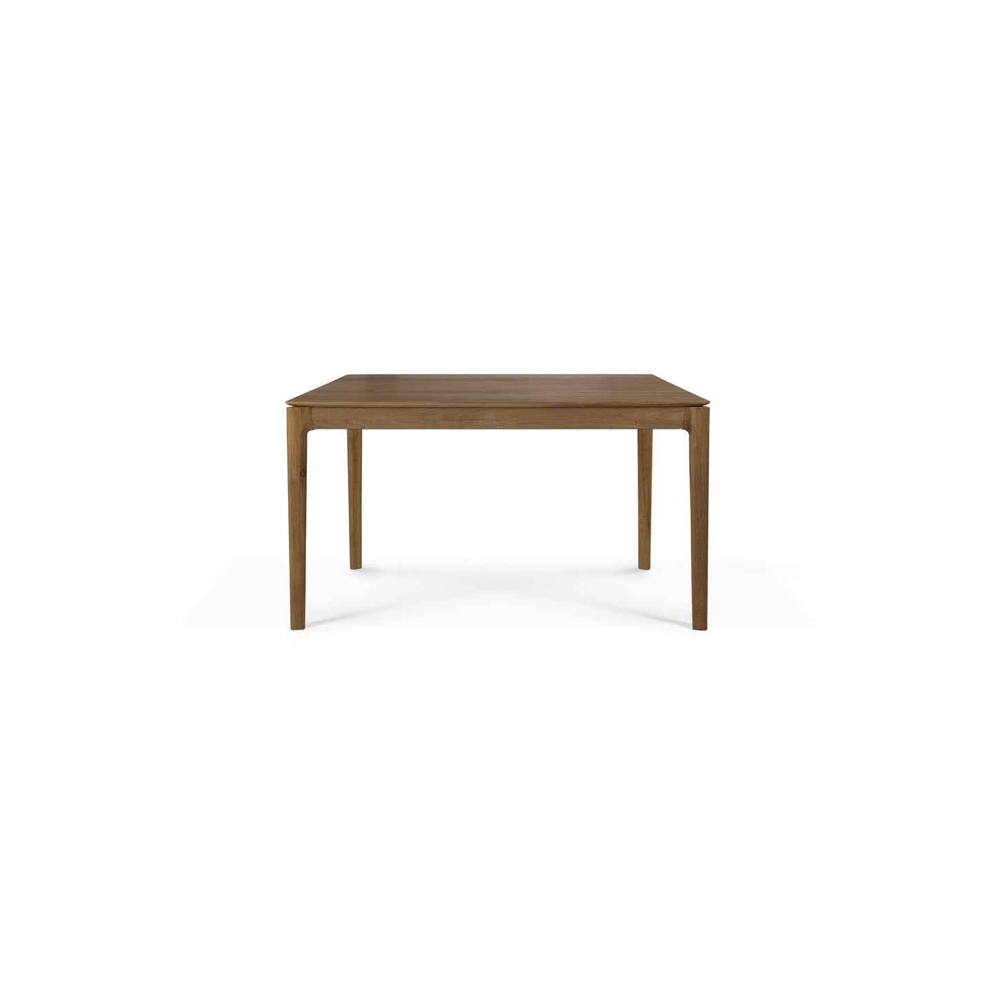 Bok dining table natural teak extendable leaf system
