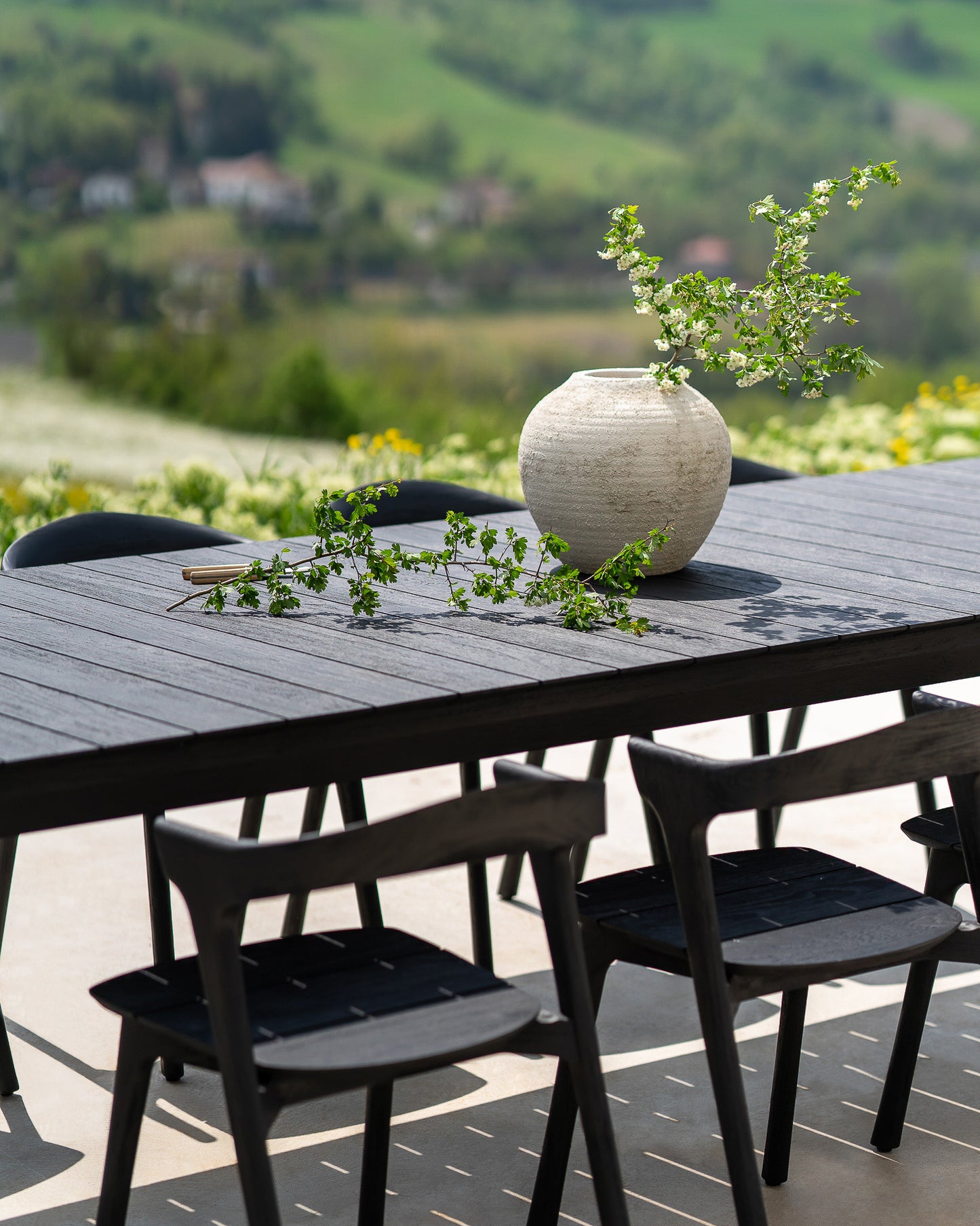 Bok Outdoor Dining Chair, Teak Black - Goode Studio