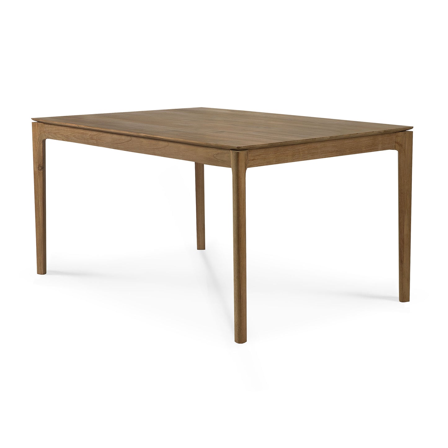 Rectangular teak dining table for hospitality seating
