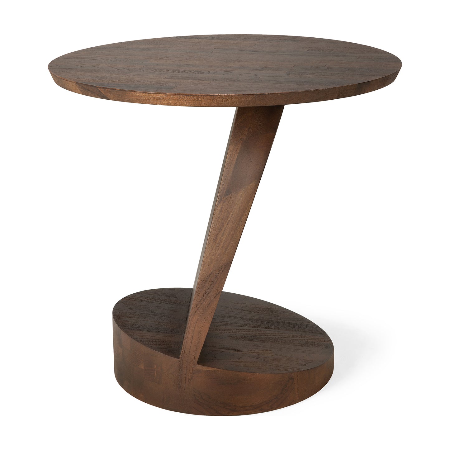 Teak-Oblic-brown-side-table-varnished-FSC100-front-cut-Goode-Studio