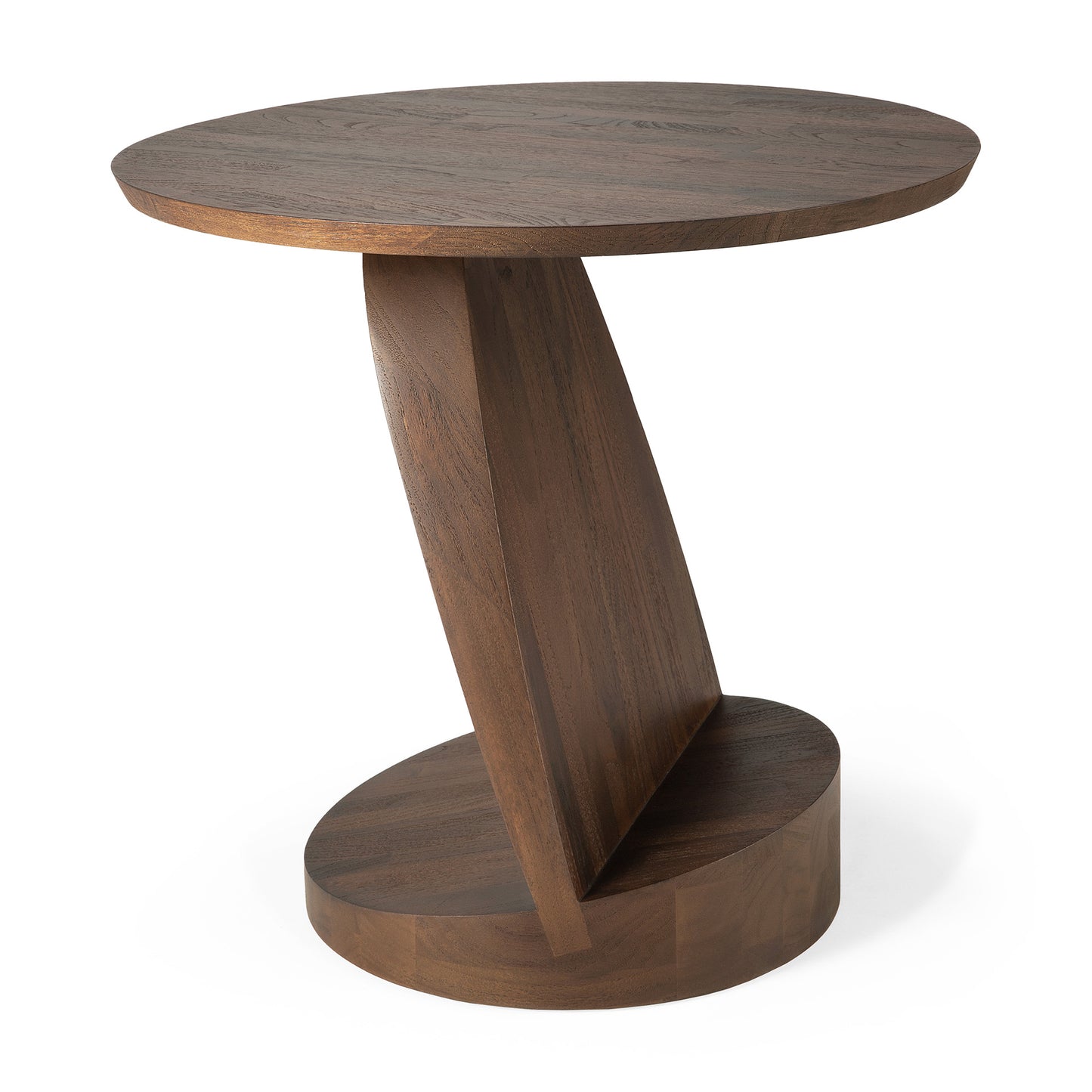 Teak-Oblic-brown-side-table-varnished-FSC100-profile-cut-Goode-Studio