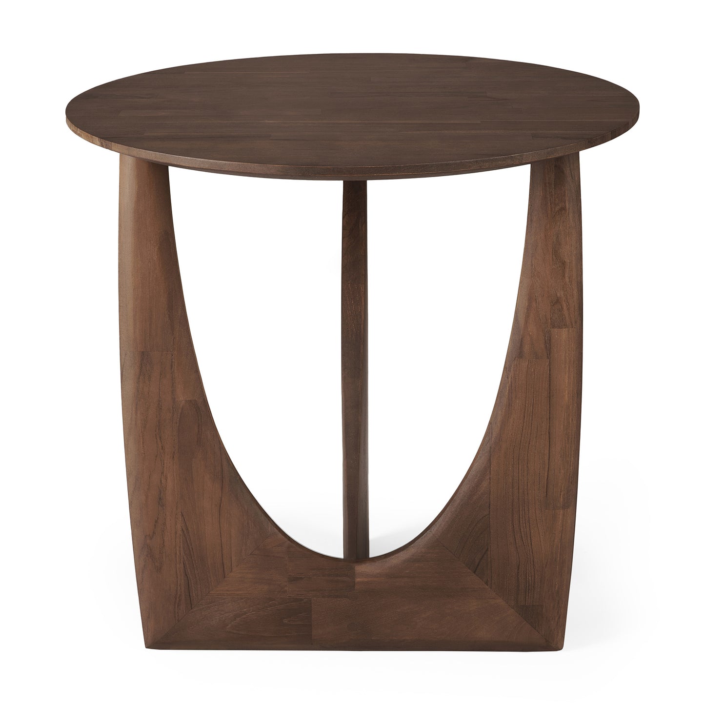 Teak-Geometric-brown-side-table-front-cut-Goode-Studio