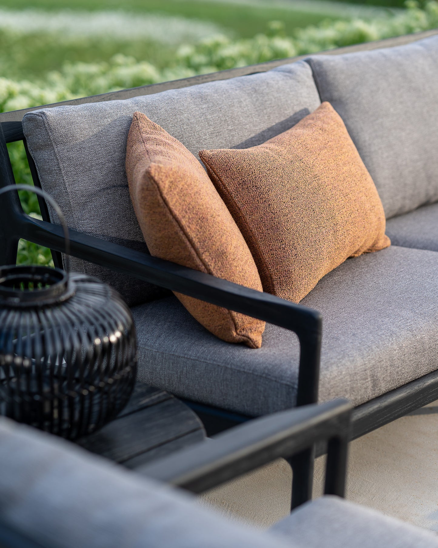Jack-sofa-3-seater-mocha-fabric-Nomad-cushion-marsala-Quatro-side-table-Goode-Studio