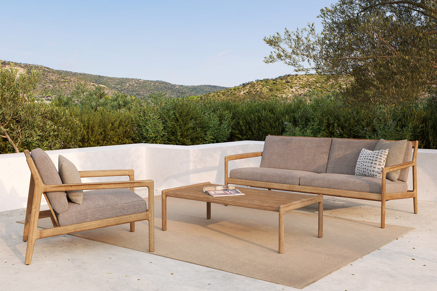 Teak-Jack-outdoor-coffee-table-sofa-mocha-lounge-Nomad-indoor-outdoor-rug-Dots-cushion-Boucle-cushion-Goode-Studio