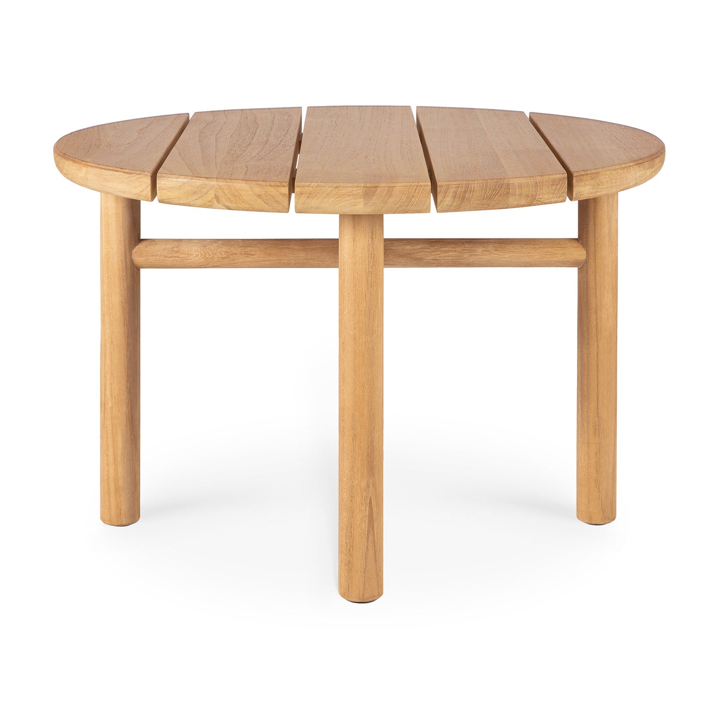 Wooden round table on a white background