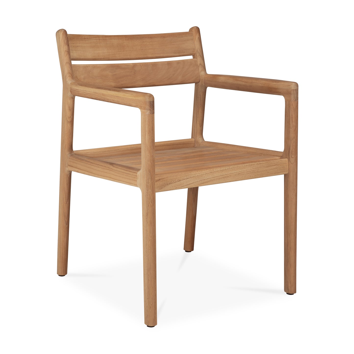 Jack-outdoor-dining-chair-frame-teak-with-arms-front-cut-Goode-Studio