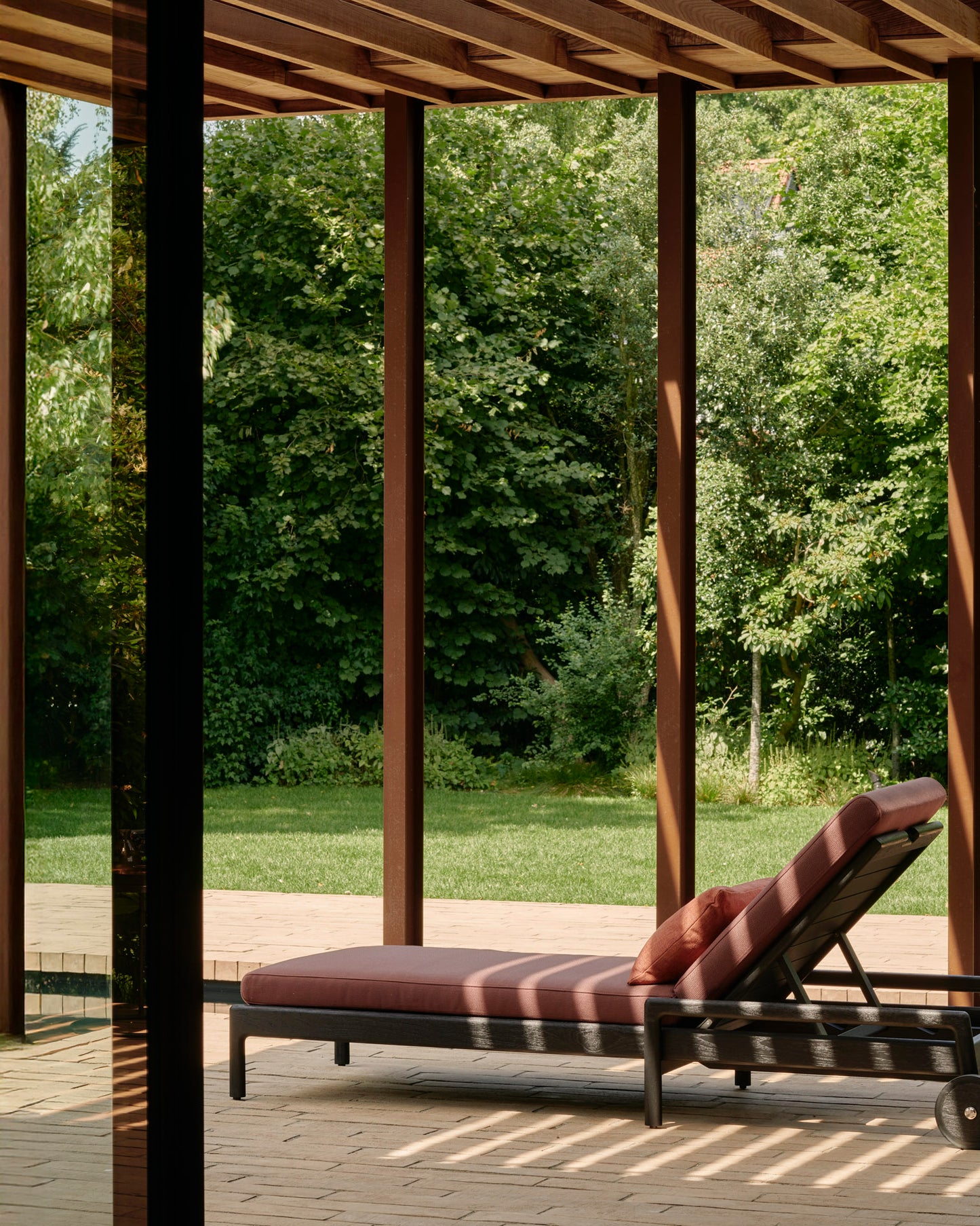Jack Outdoor Adjustable Teak Black Lounger - Goode Studio