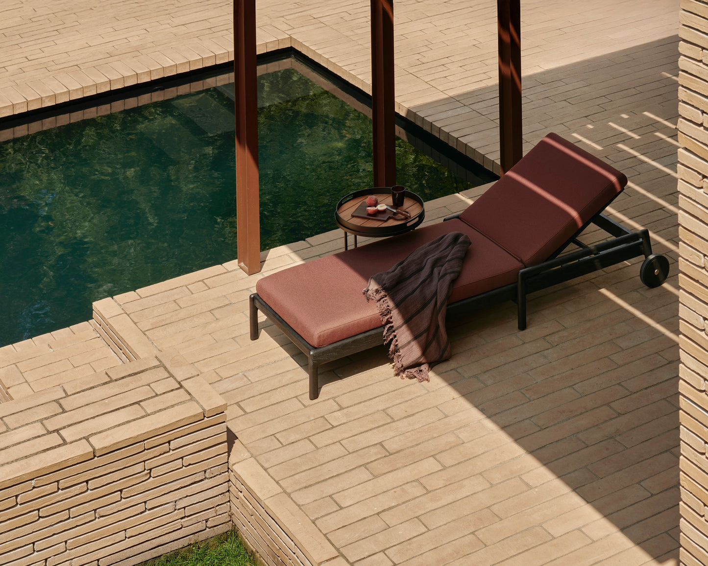 Jack Outdoor Adjustable Teak Black Lounger - Goode Studio