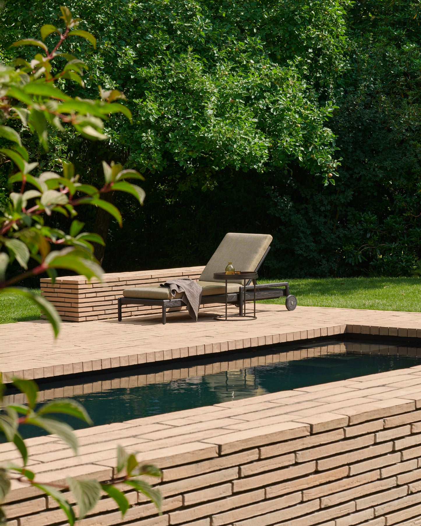Jack Outdoor Adjustable Teak Black Lounger - Goode Studio