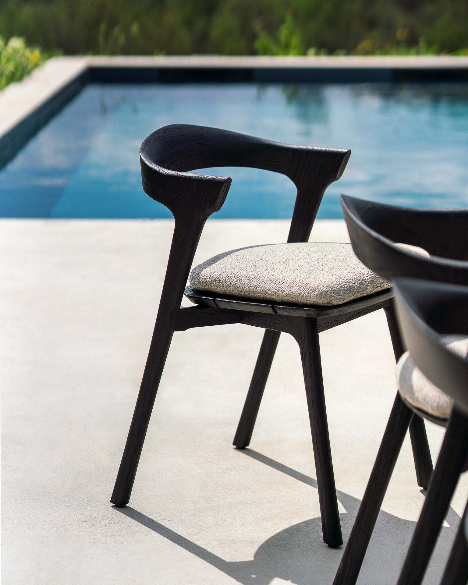 Bok Outdoor Dining Chair, Teak Black - Goode Studio