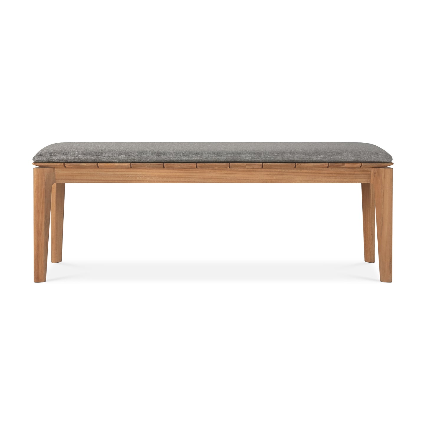 Bok-outdoor-bench-137-teak-Mocha-fabric-front-cut-Goode-Studio