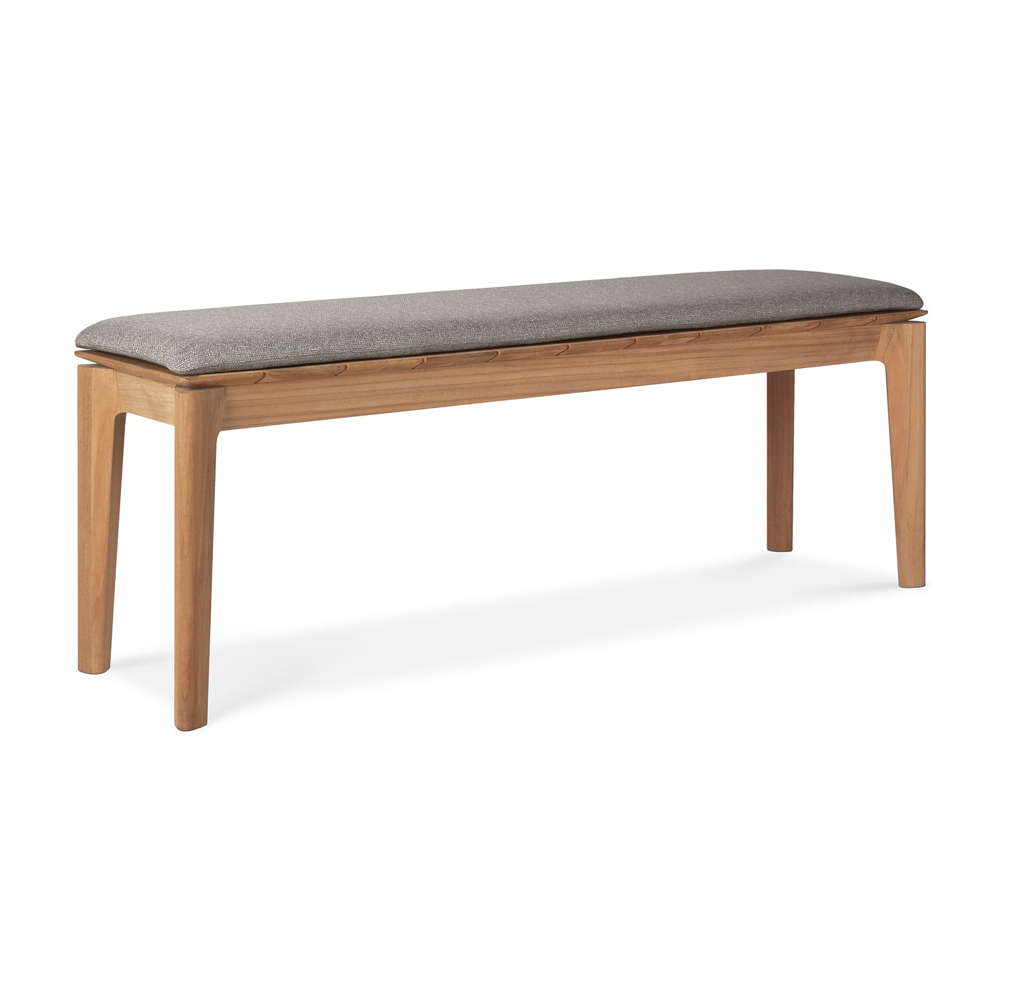 Bok-outdoor-bench-137-teak-Mocha-fabric-front-cut-Goode-Studio