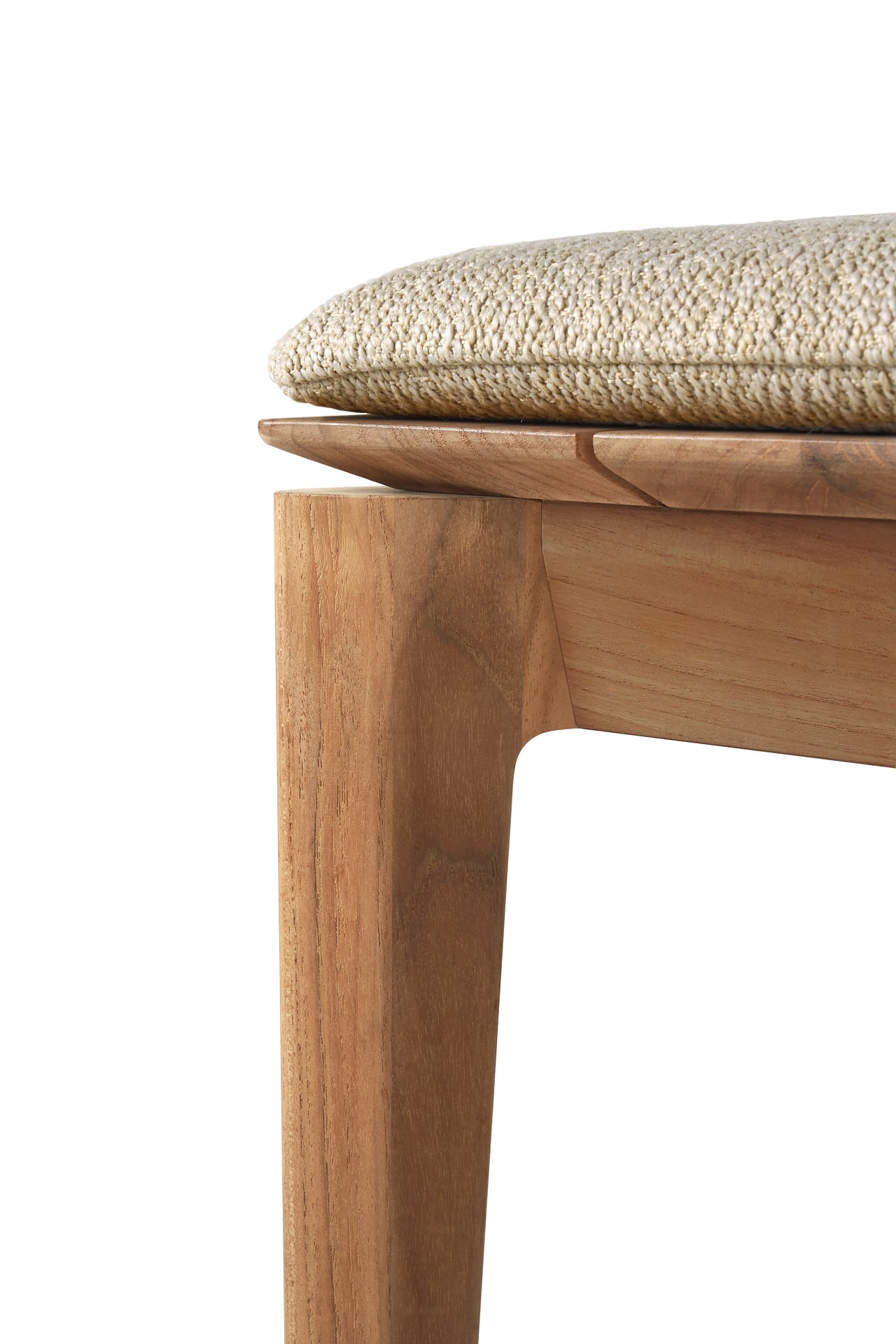 Bok-outdoor-bench-137-teak-Natural-fabric-Goode-Studio