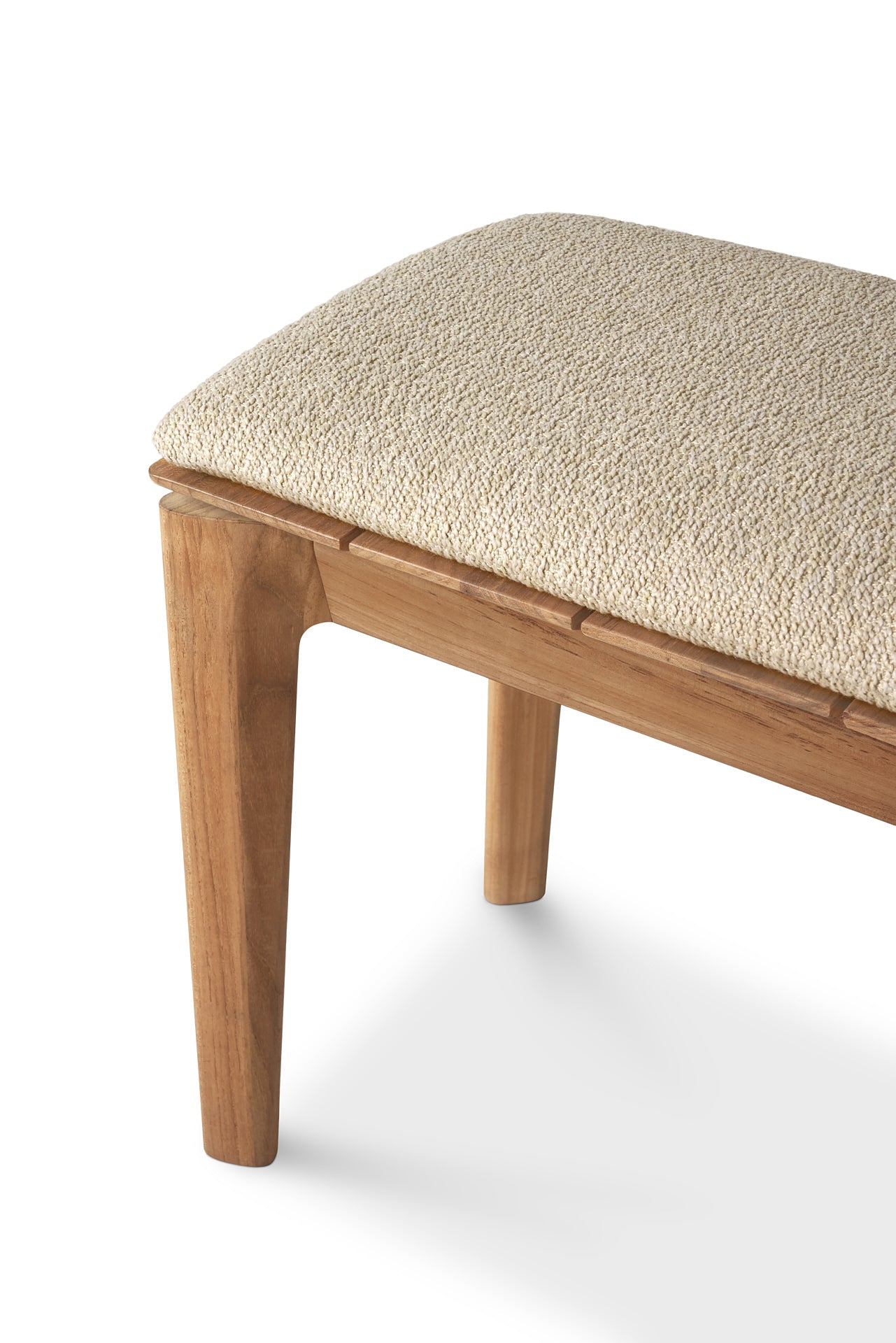 Bok-outdoor-bench-137-teak-Natural-fabric-Goode-Studio