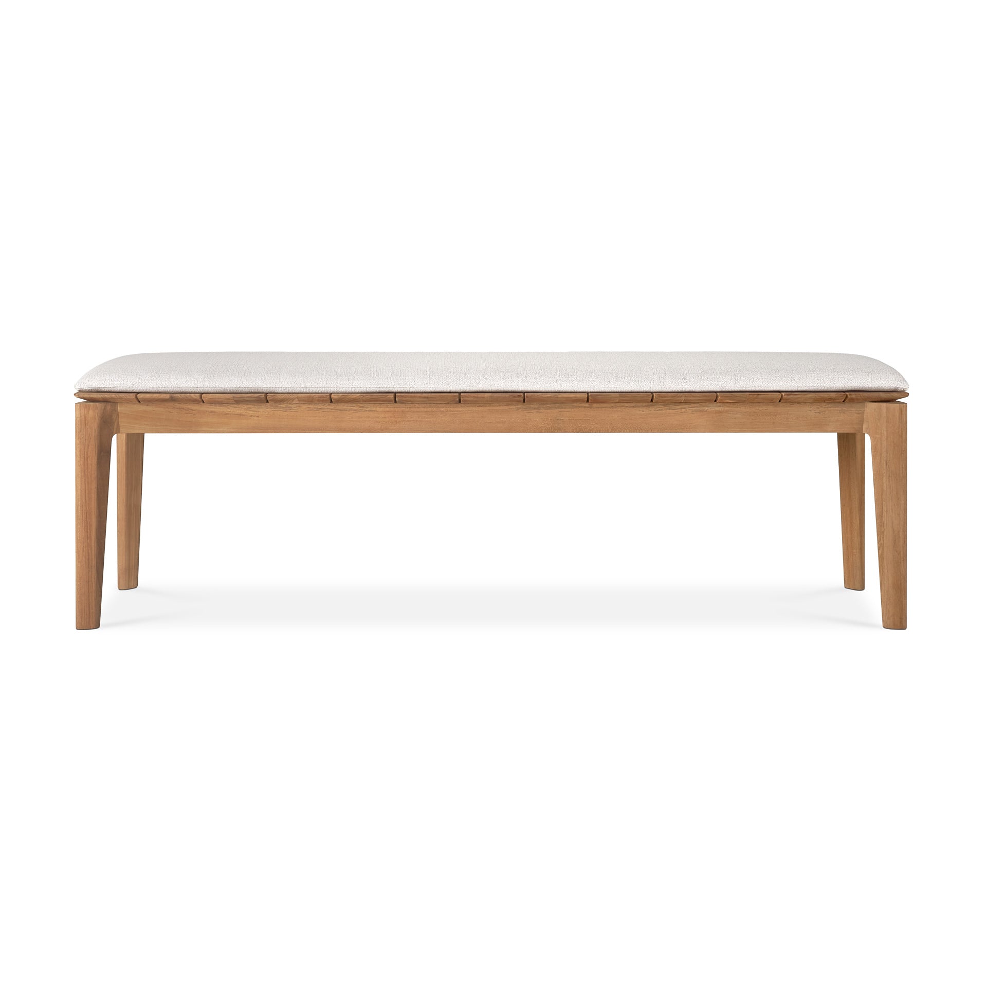 Bok-outdoor-bench-teak-Off-White-fabric-front-cut-Goode-Studio